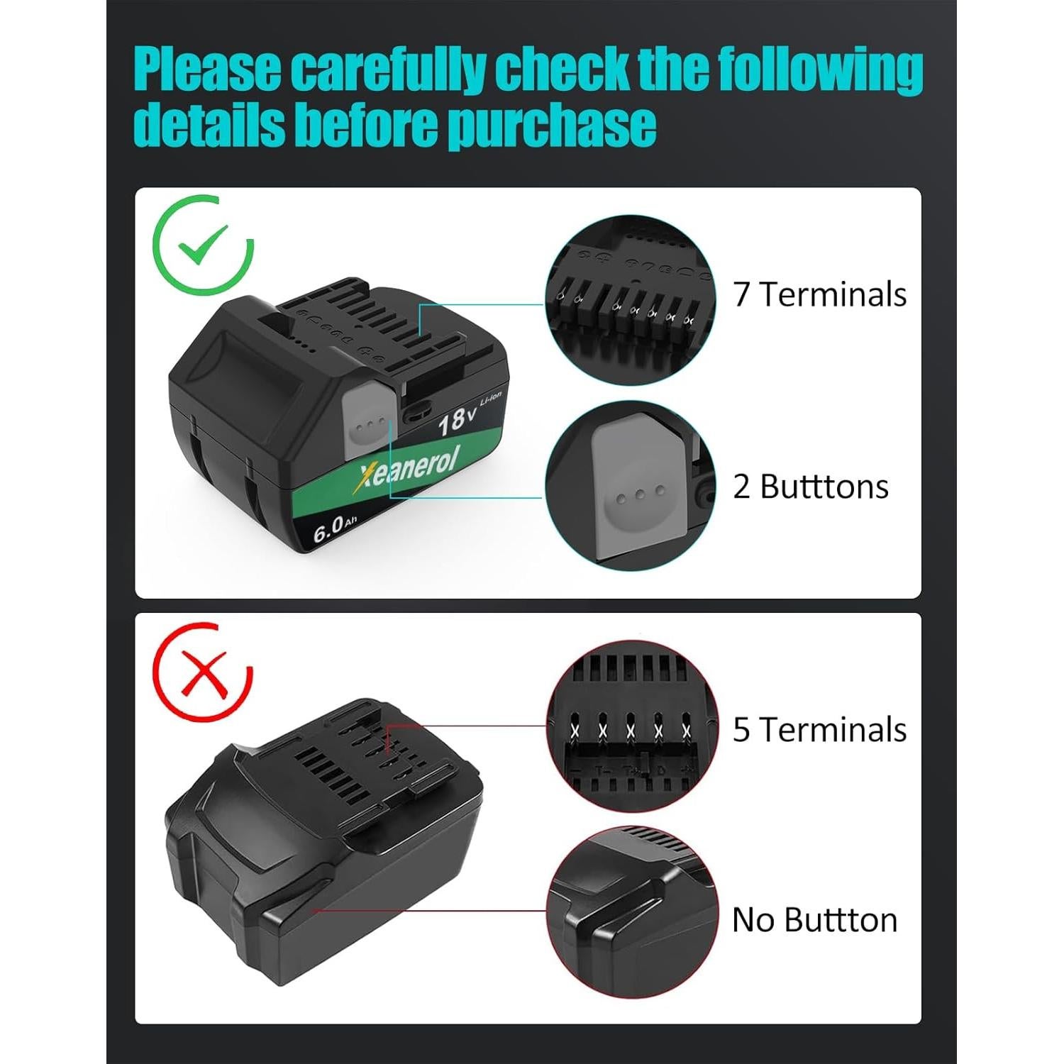 Batería de Reemplazo 18V 6.0Ah Xeanerol para Metabo HPT