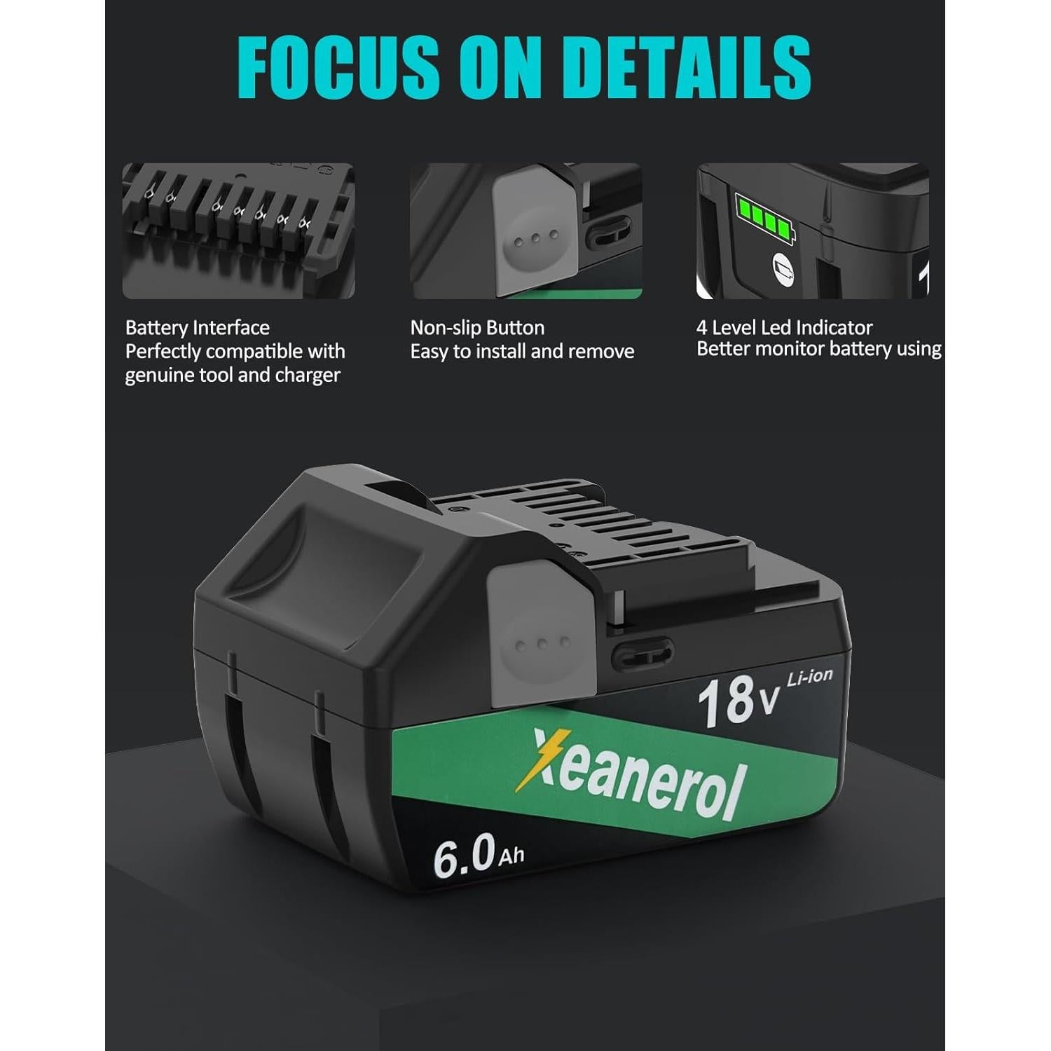 Batería de Reemplazo 18V 6.0Ah Xeanerol para Metabo HPT