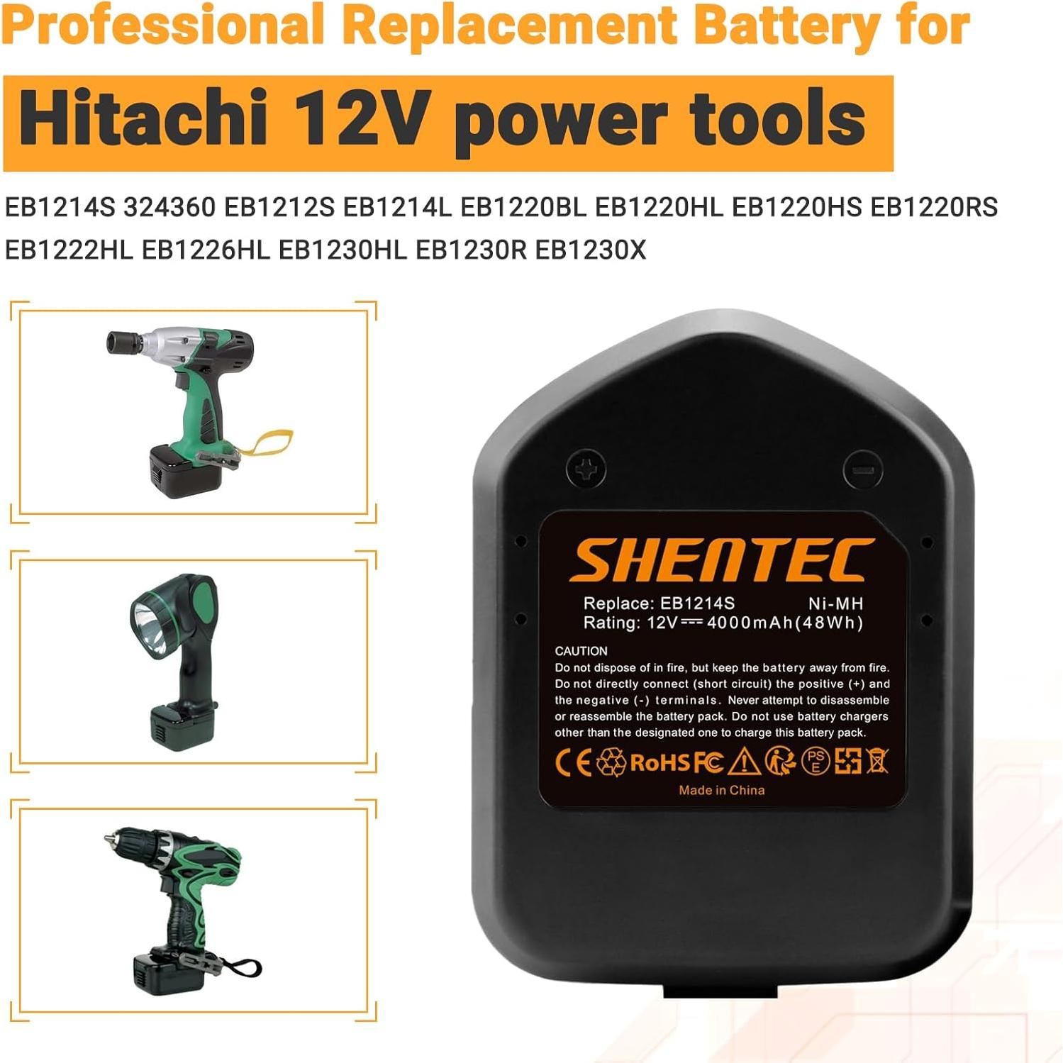 Batería de Reemplazo Shentec 4000mAh 12V Ni-MH para Hitachi