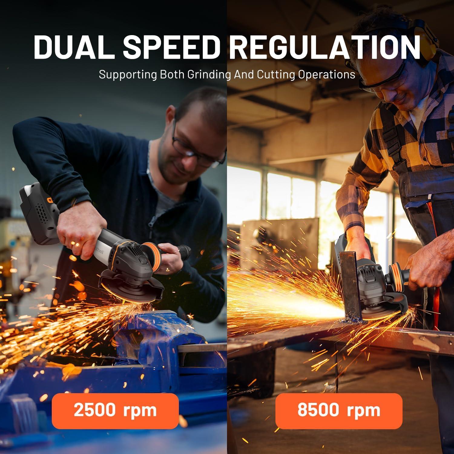 Amoladora Angular Inalámbrica LiTHELi 20V 4.9" Sin Escobillas