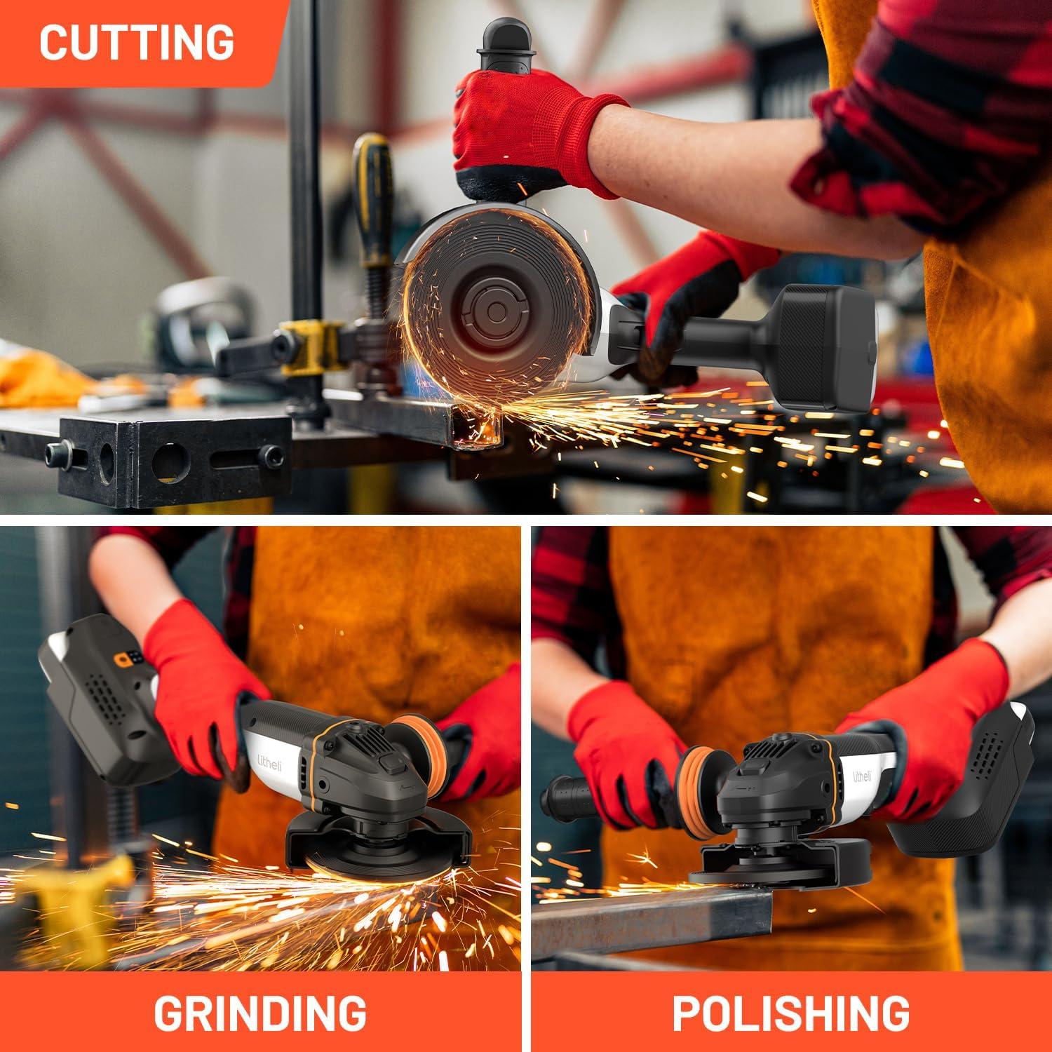 Amoladora Angular Inalámbrica LiTHELi 20V 4.9" Sin Escobillas