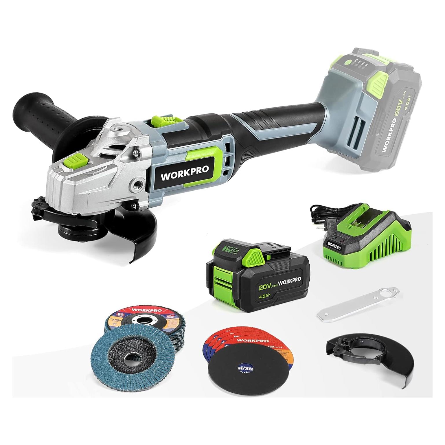 Amoladora Angular Inalámbrica WORKPRO 20V 4-1/2" con Batería