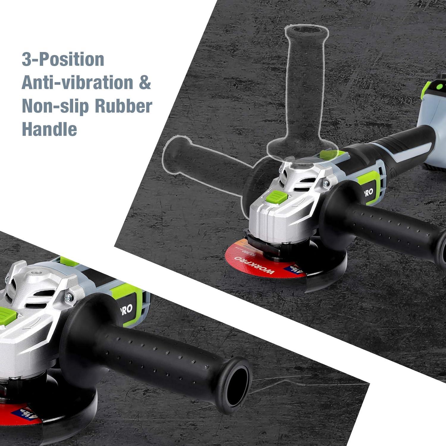 Amoladora Angular Inalámbrica WORKPRO 20V 4-1/2" con Batería