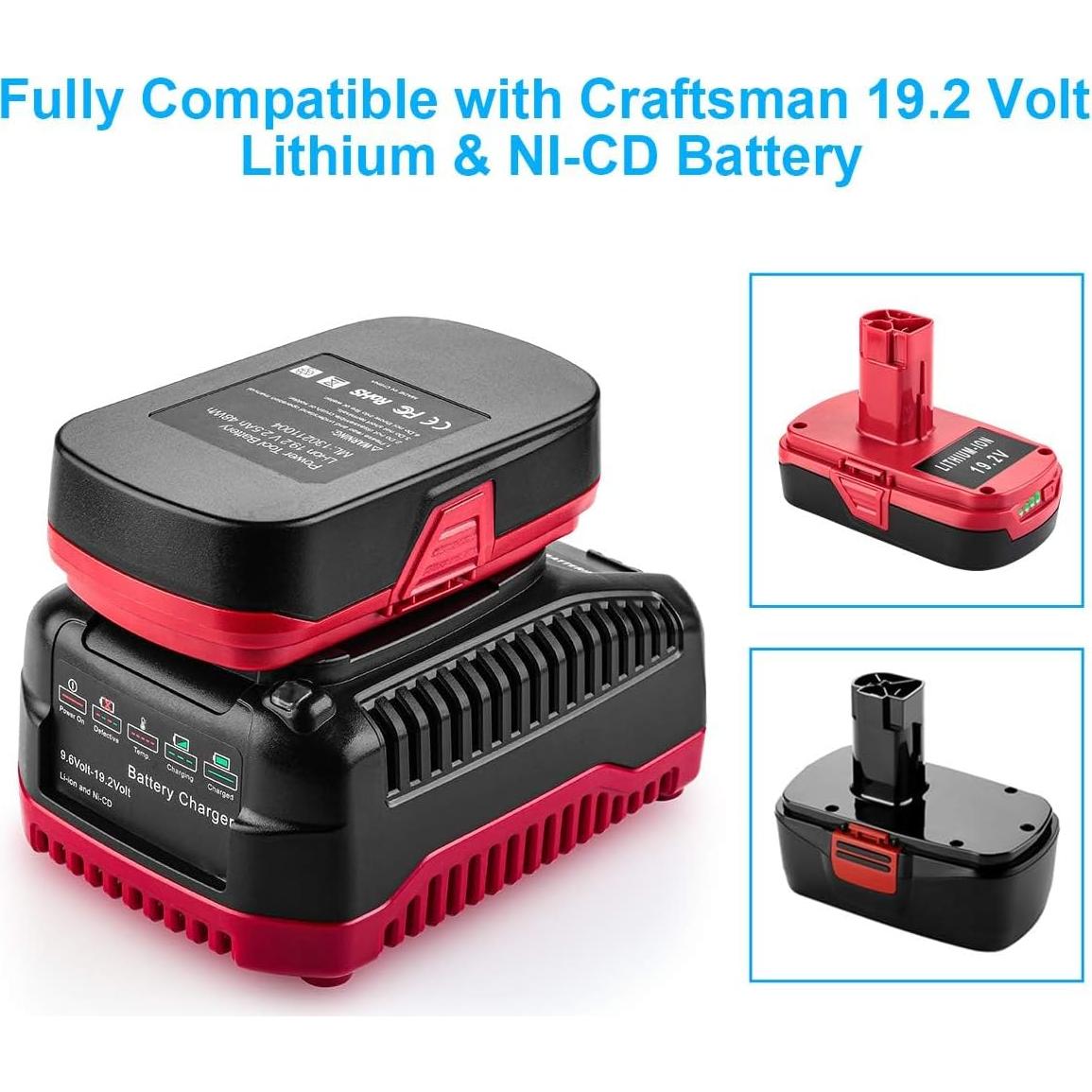 Combo 2 Baterías Litio 4000mAh y Cargador Craftsman C3 19.2V