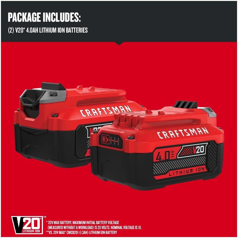 Batería y Cargador CRAFTSMAN V20 4.0Ah, 20V, Ion de Litio