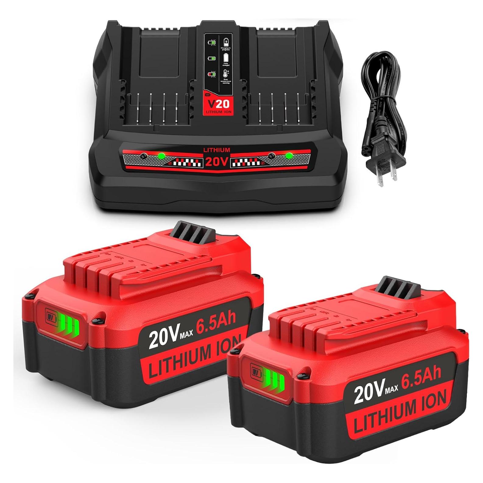 2Pack Baterías de Litio 20V Craftsman 6500mAh + Cargador Doble