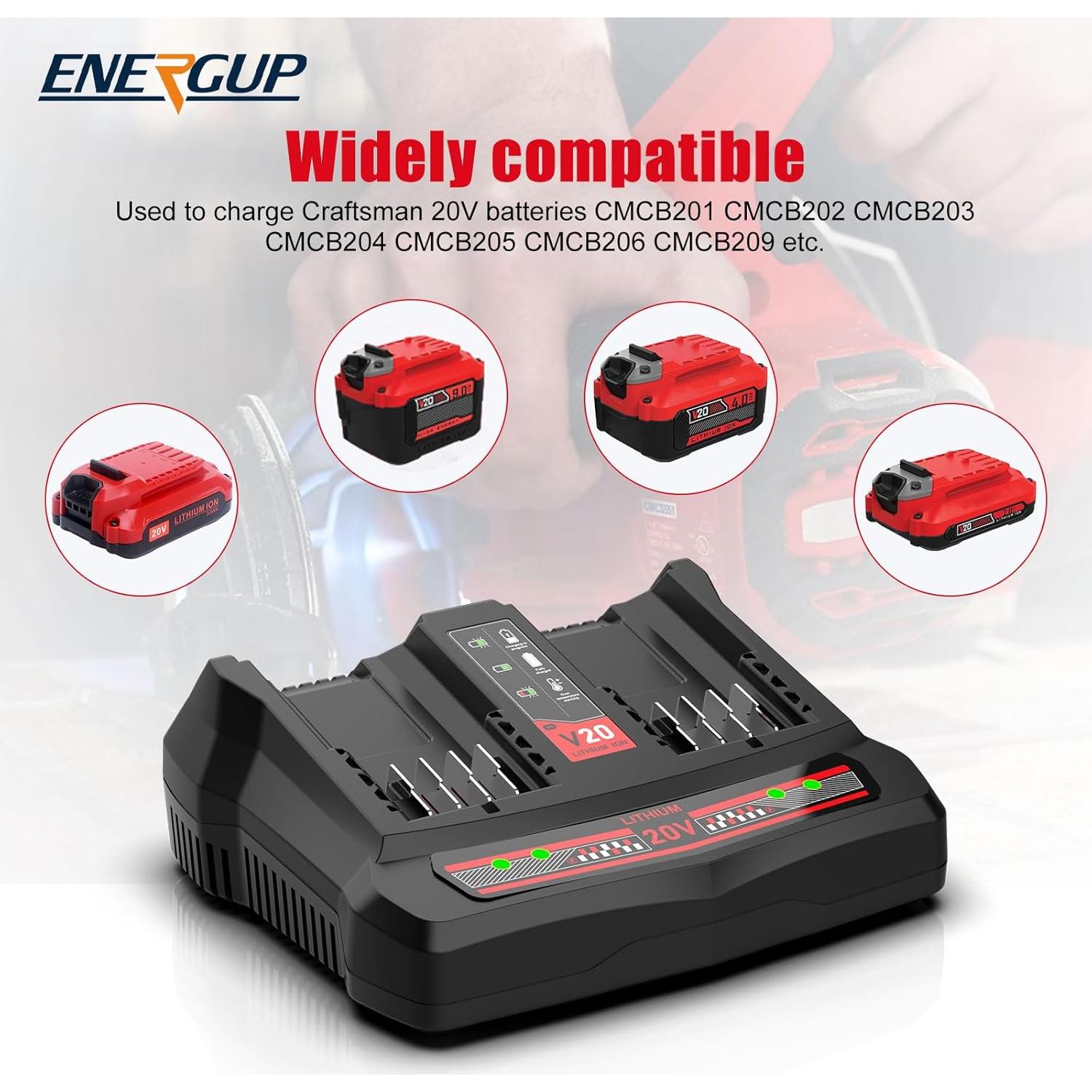 2Pack Baterías de Litio 20V Craftsman 6500mAh + Cargador Doble