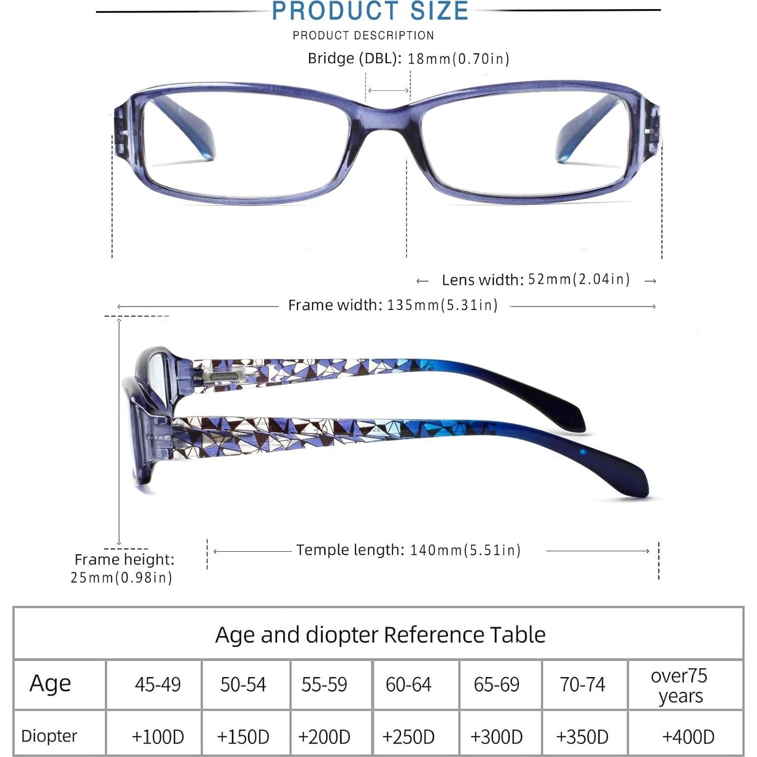 Gafas de lectura Henotin 6 pares bloqueo luz azul 2.75x