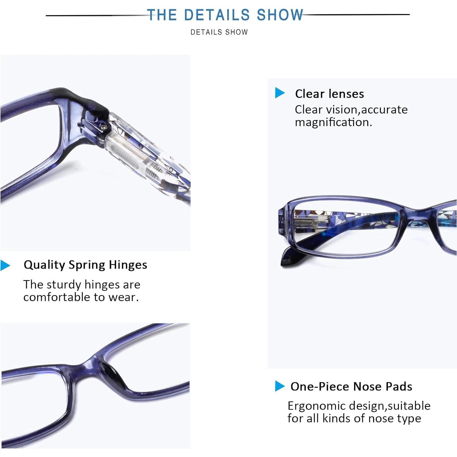 Gafas de lectura Henotin 6 pares bloqueo luz azul 2.75x