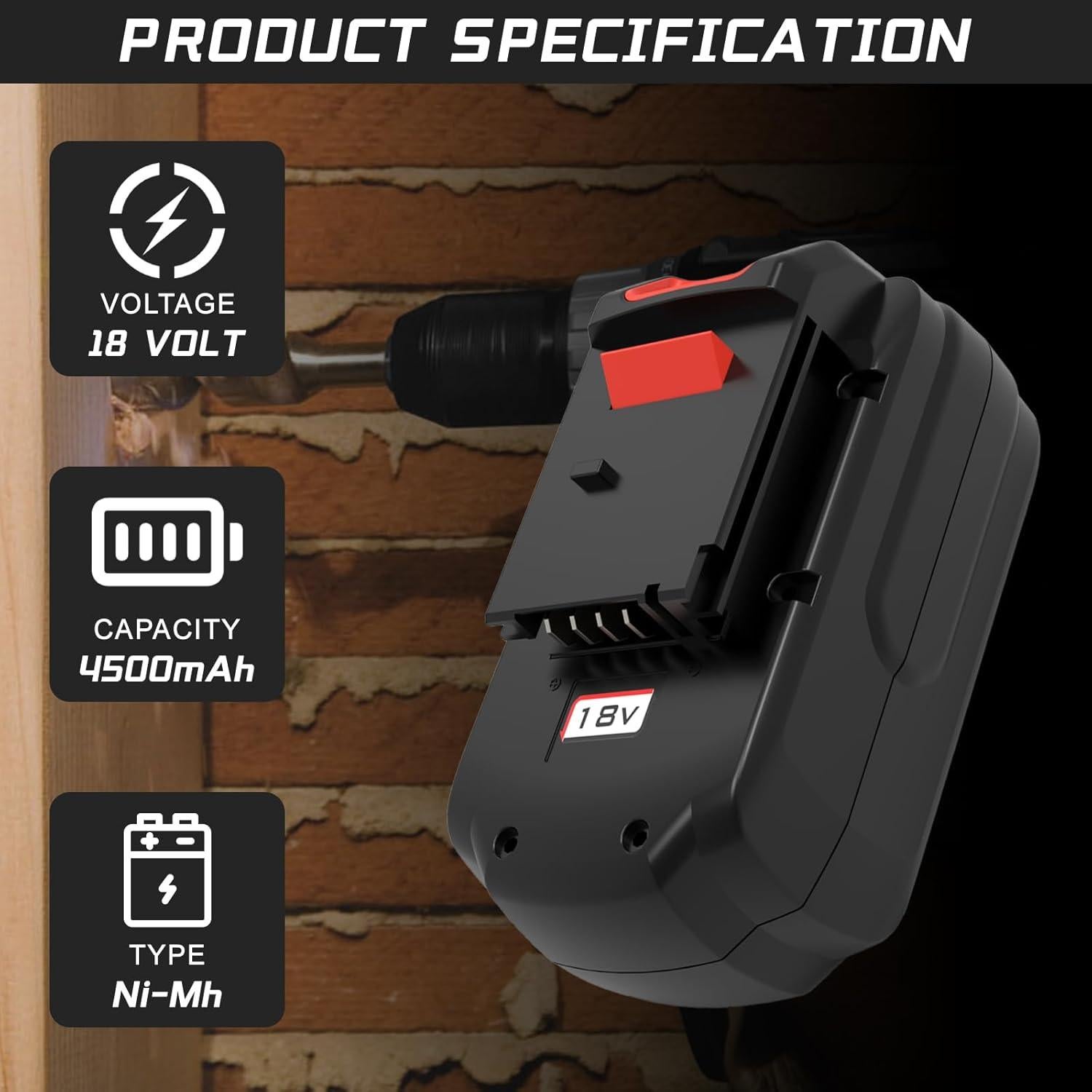 Batería de Reemplazo Enermall 4.5Ah 18V Ni-MH para Porter Cable