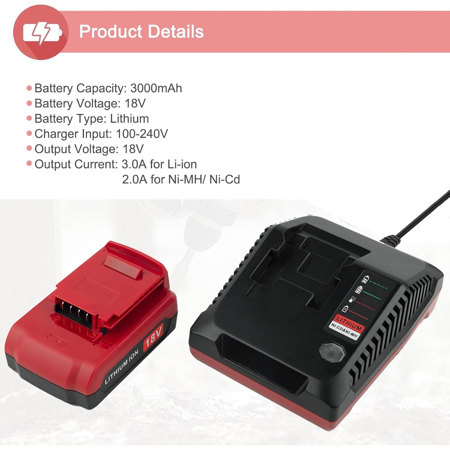2 Baterías de Litio 18V Porter Cable PC18BLX + Cargador PCXMVC