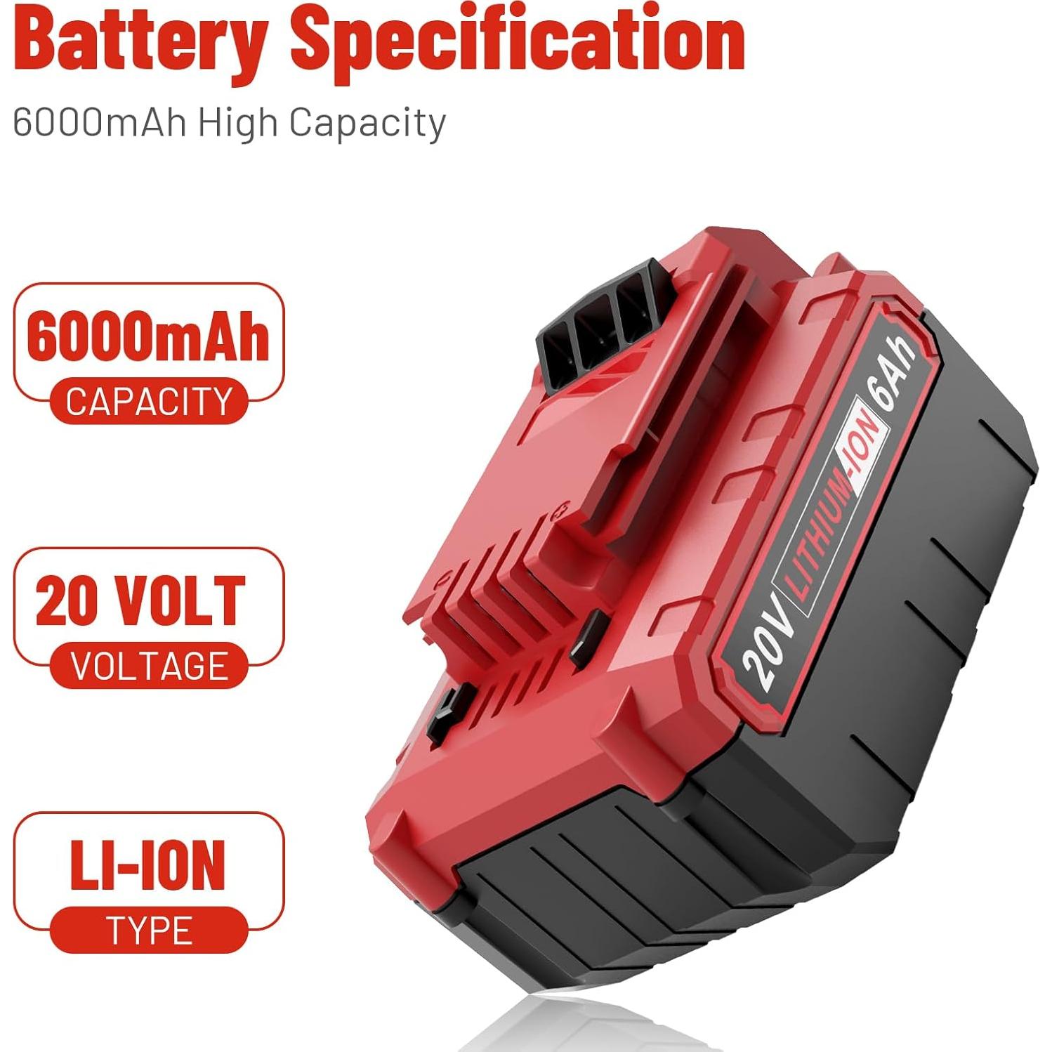 Batería de Litio 20V 6000mAh Reemplazo Porter Cable PCC685L