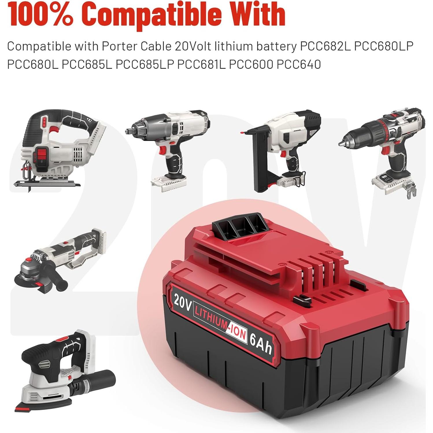 Batería de Litio 20V 6000mAh Reemplazo Porter Cable PCC685L
