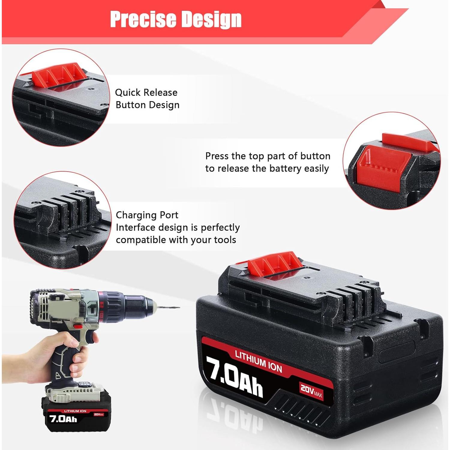 Batería de Litio 20V 7.0Ah VINIDA para Porter Cable PCC685L