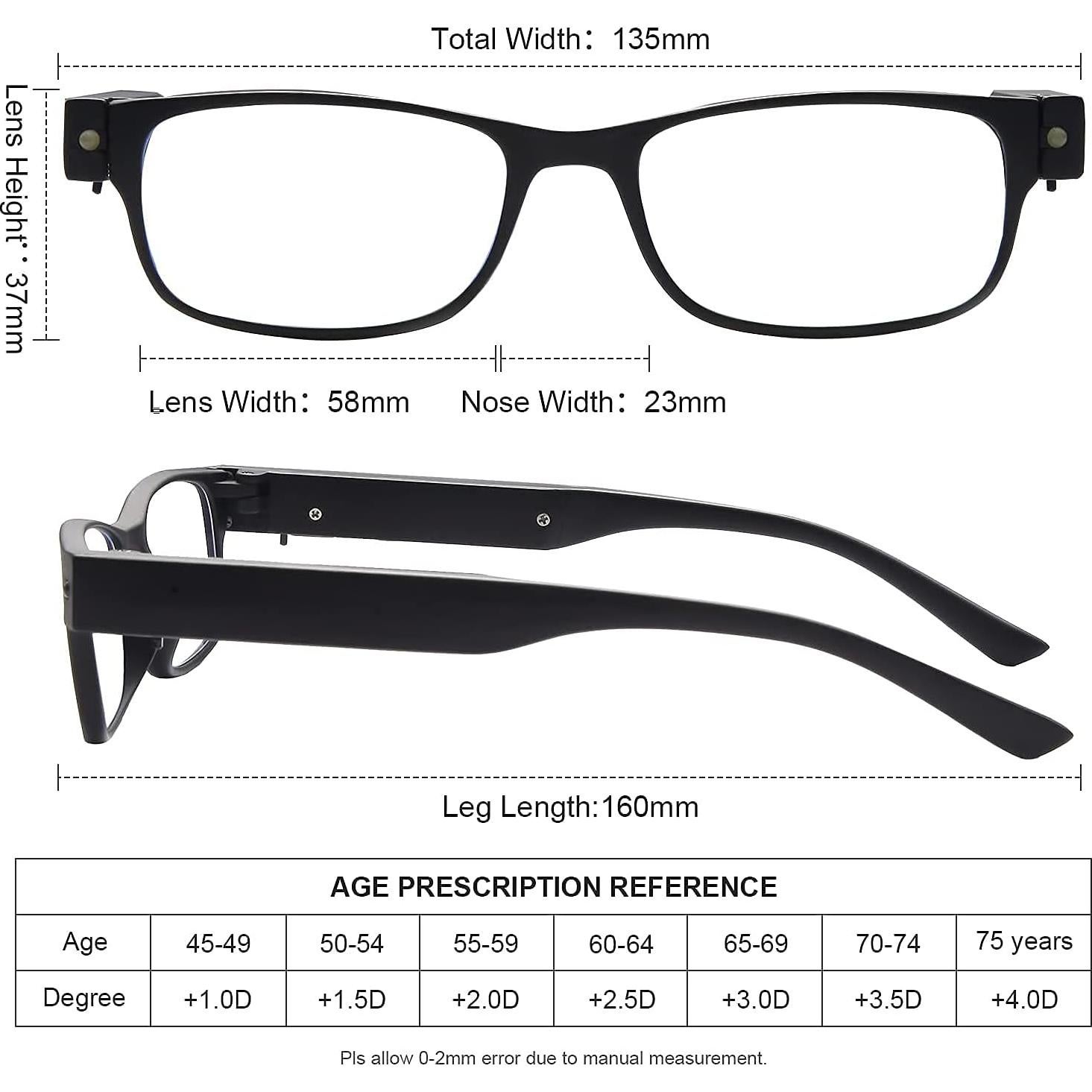 OKH Reading Glasses with Light, Anti Blue Light Lens, Rechargeable Bright LED Readers for Men Women