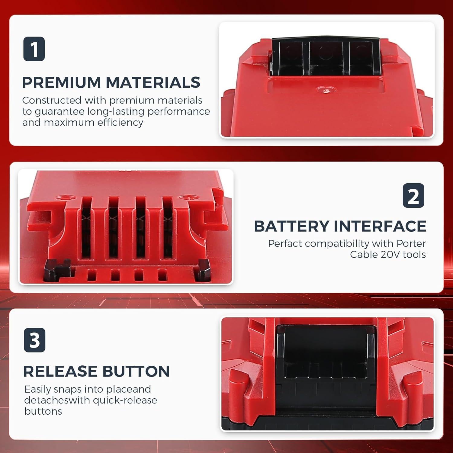 2 Baterías de Litio 20V 7.0Ah GROWFEAT para Porter Cable