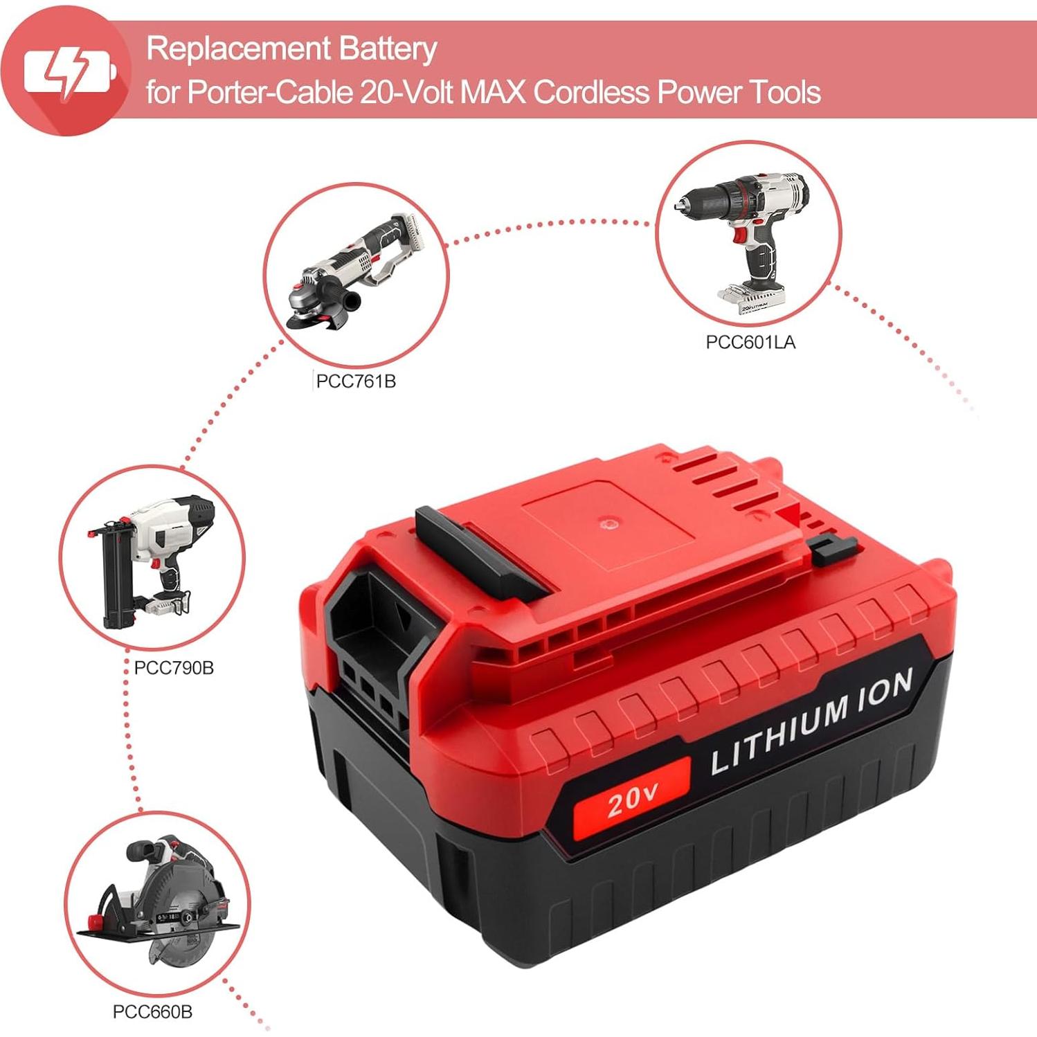 Batería de Litio 20V UGLOEY PCC685L 6000mAh Compatible Porter Cable
