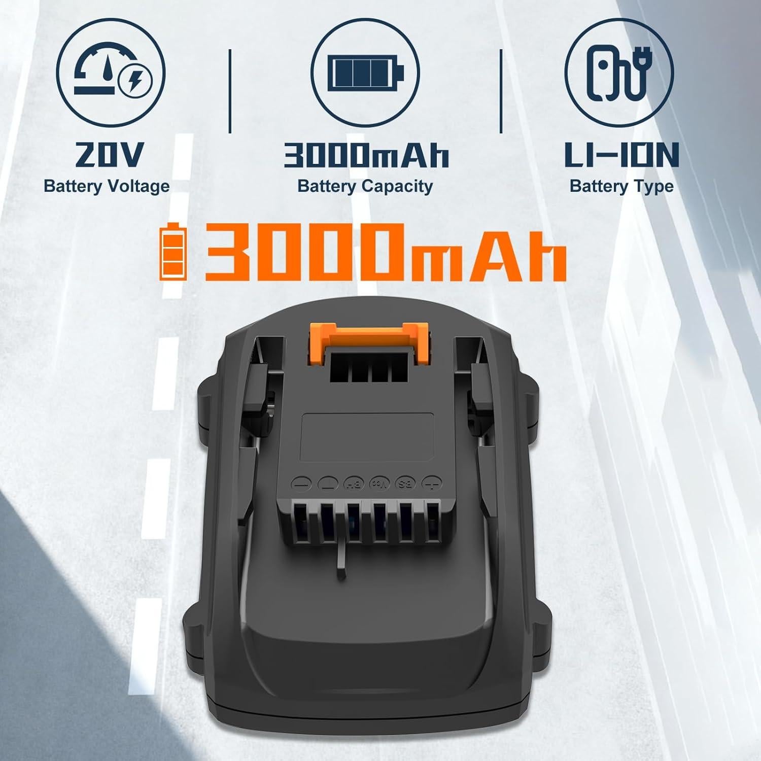 2 Baterías de Reemplazo 3000mAh Koedsion para Worx 20V