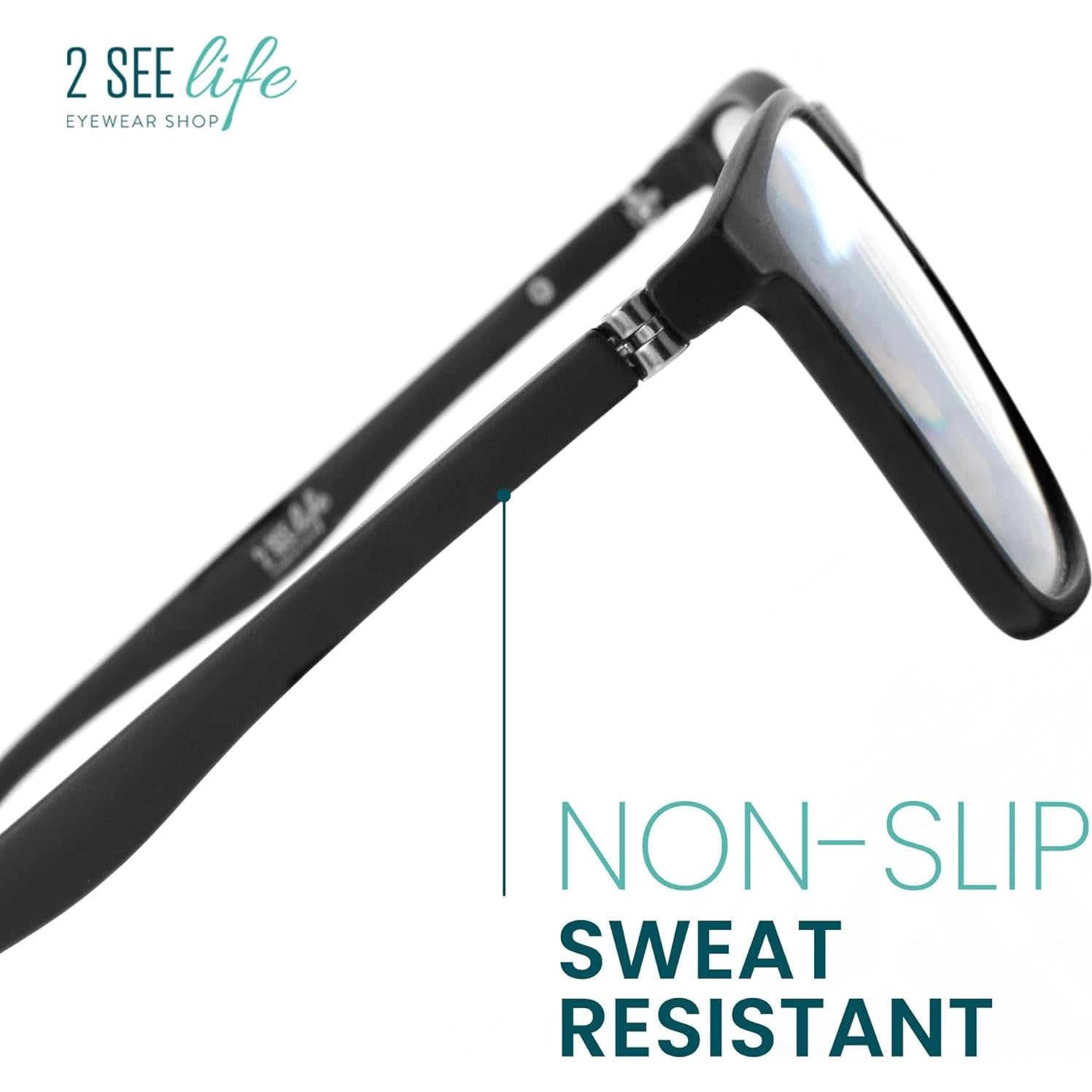 Gafas de lectura 2SeeLife grandes negras TR90 2.25x