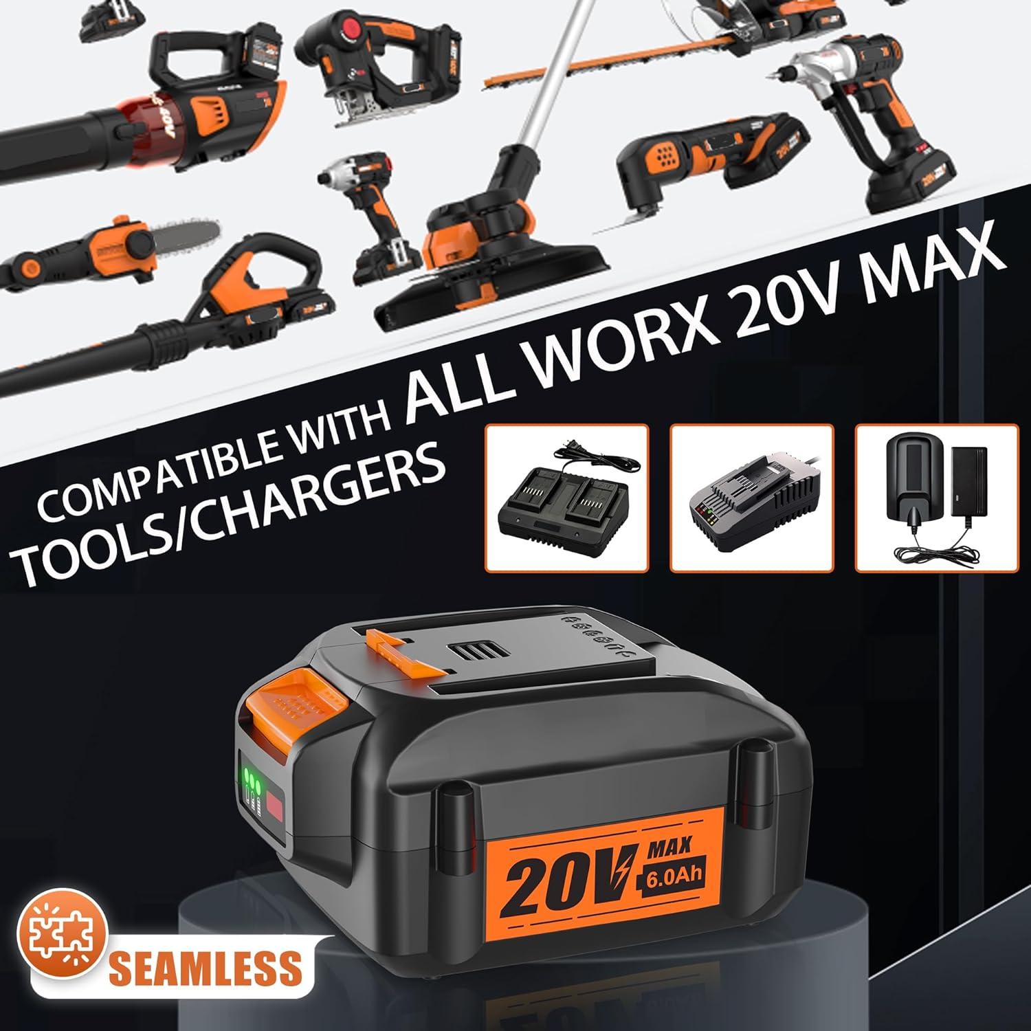 Batería de Reemplazo 6.0Ah 20V TenHutt para Herramientas Worx