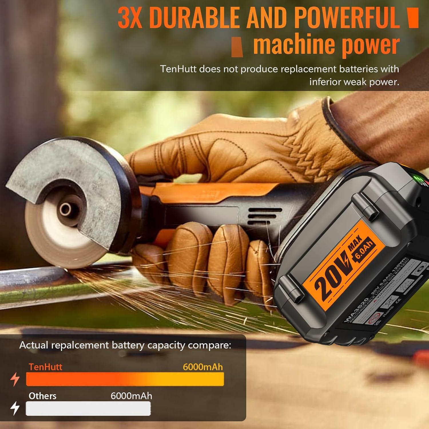 Batería de Reemplazo 6.0Ah 20V TenHutt para Herramientas Worx