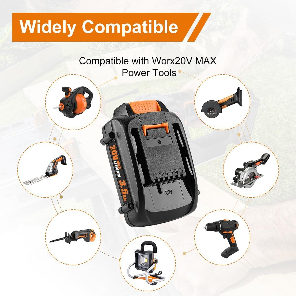 Batería de Reemplazo 20V 3500mAh Worx WA3525 - 2 Paquetes