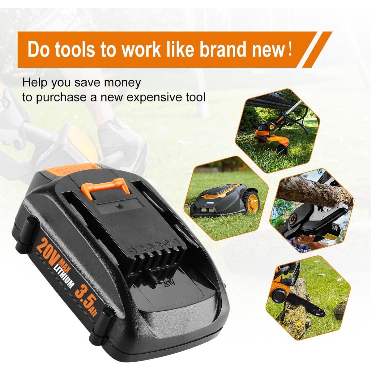 Batería de Reemplazo 20V 3500mAh Worx WA3525 - 2 Paquetes