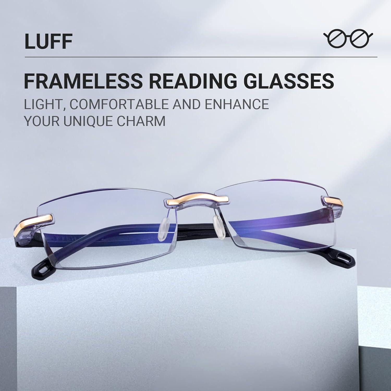 Gafas de lectura LUFF 2 pares Anti-Blue 2.0X sin marco
