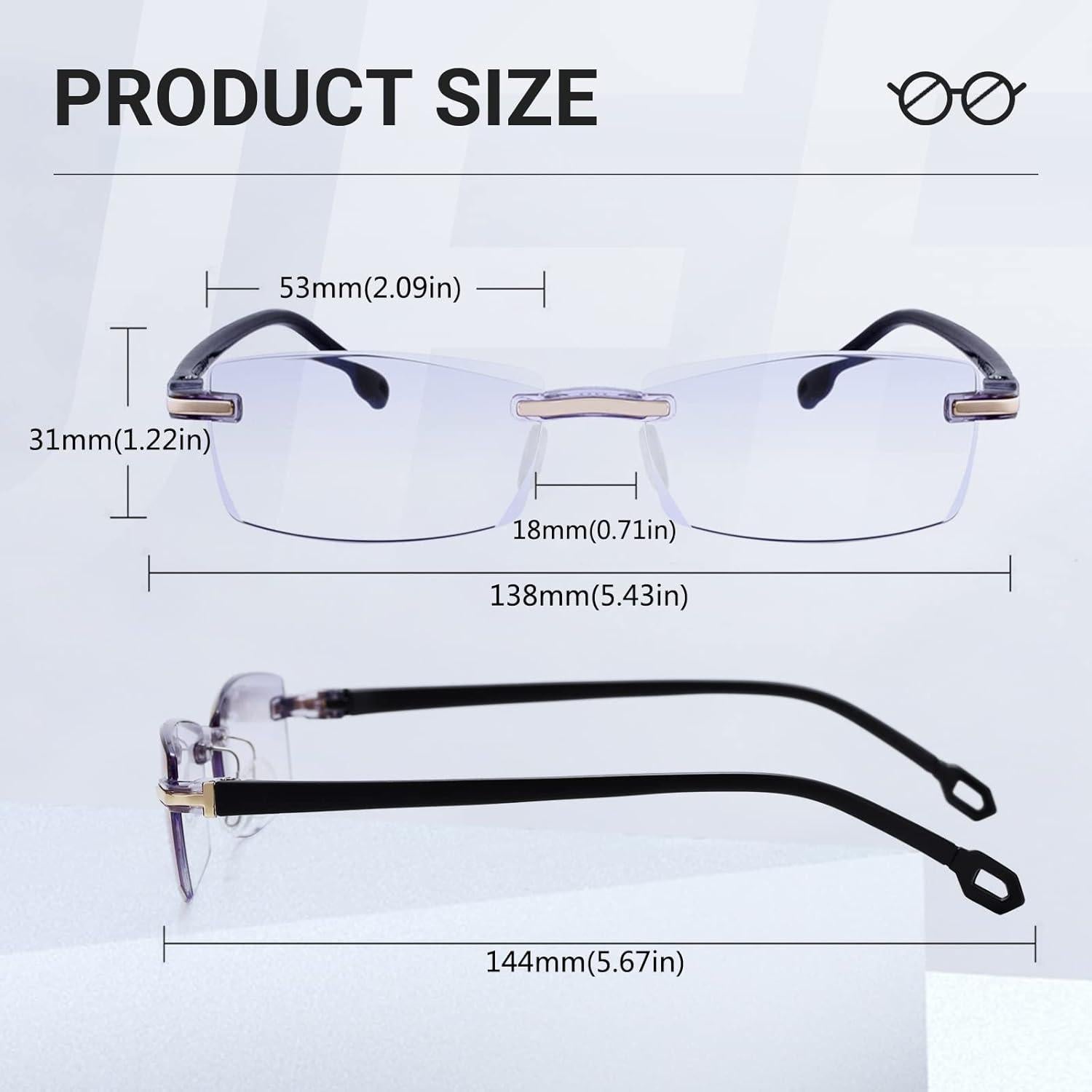 Gafas de lectura LUFF 2 pares Anti-Blue 2.0X sin marco