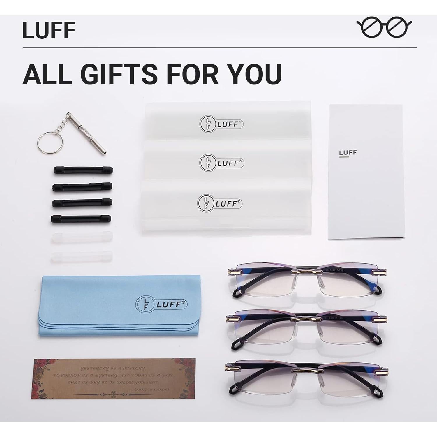 Gafas de lectura LUFF 2 pares Anti-Blue 2.0X sin marco