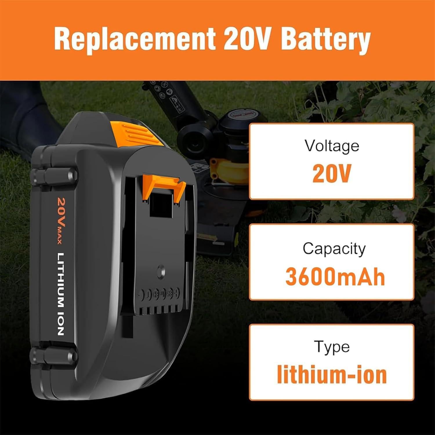 Batería de Reemplazo Mejorada 3600mAh Worx 20V WA3525
