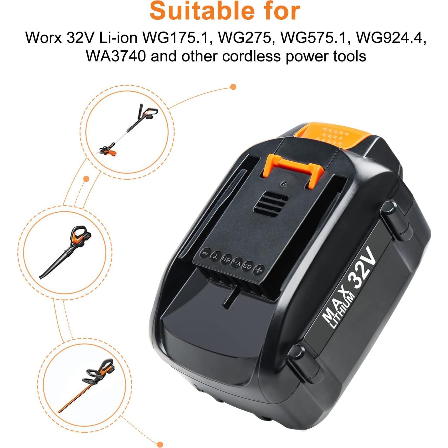 Batería de Litio 32V 3.5Ah DONGPUCUN para Herramientas Worx