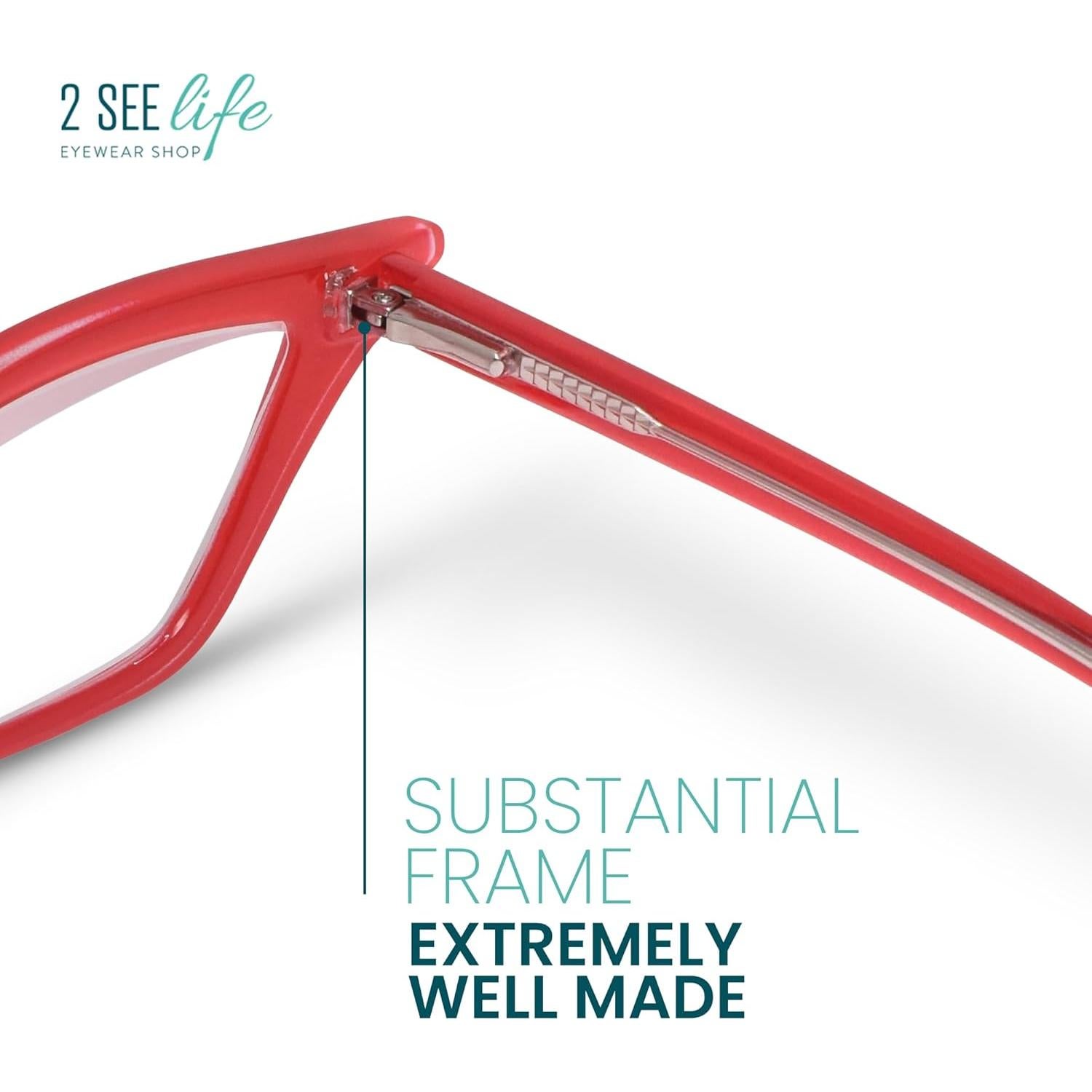 Gafas de Lectura Cat Eye 2SeeLife Rojas 3.5x Modernas