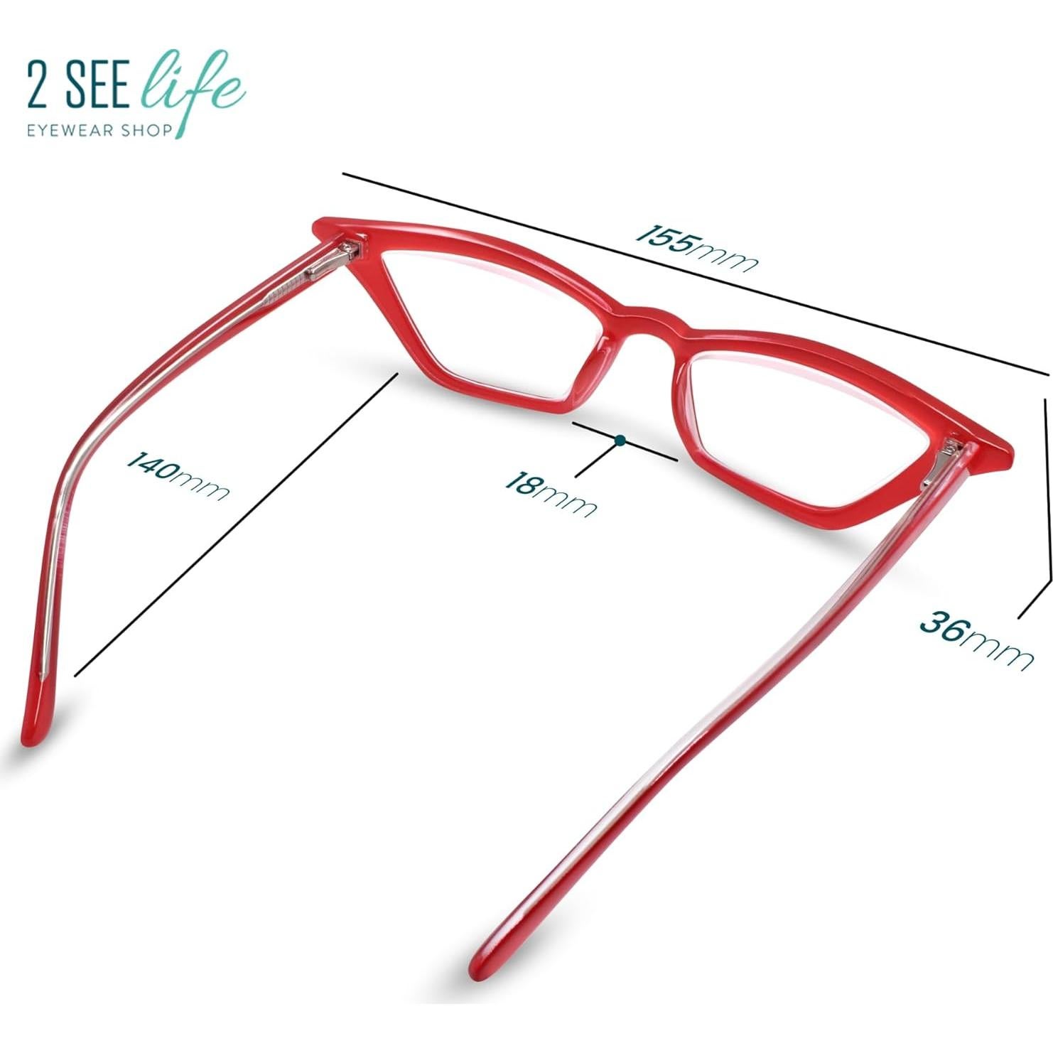 Gafas de Lectura Cat Eye 2SeeLife Rojas 3.5x Modernas
