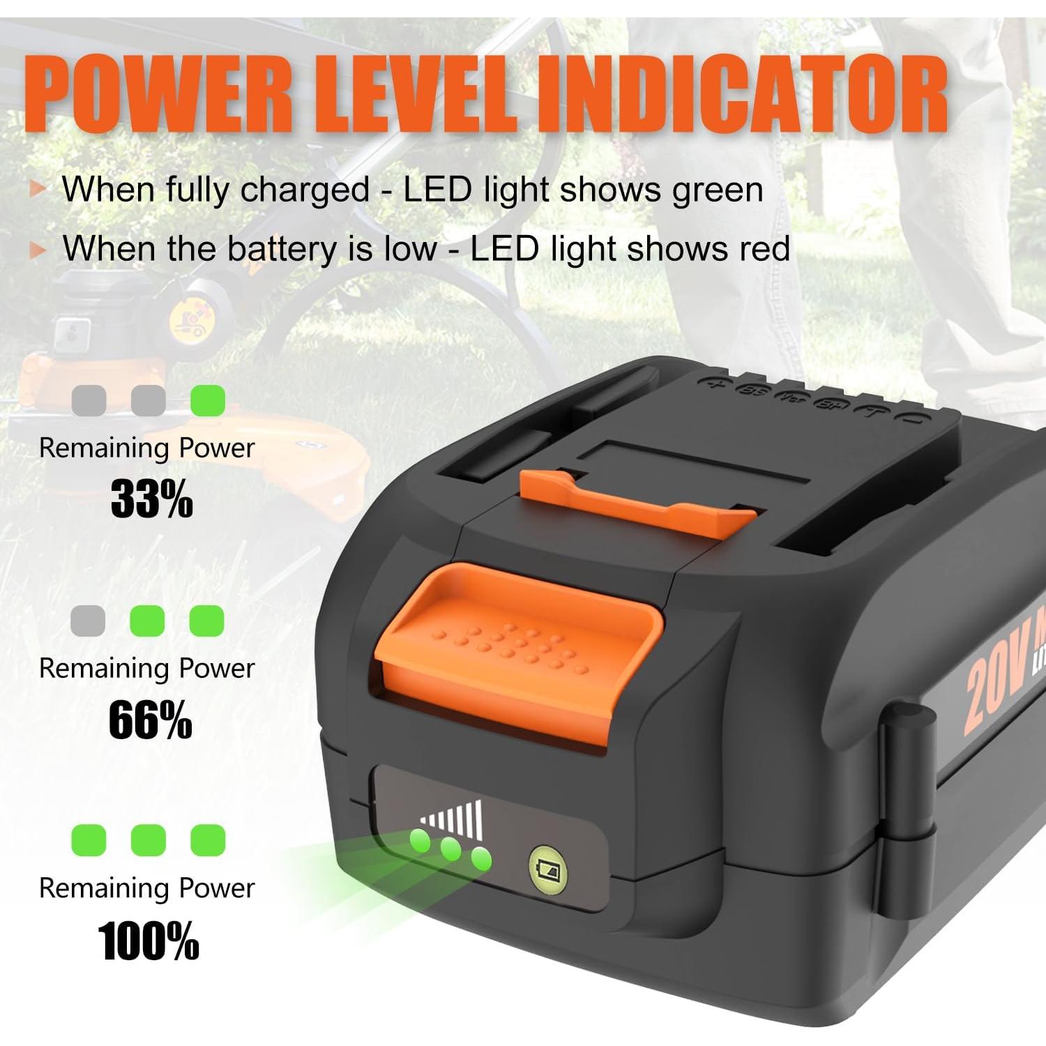 Batería de Reemplazo Powilling 20V 6.5Ah para Worx WA3578 WA3575