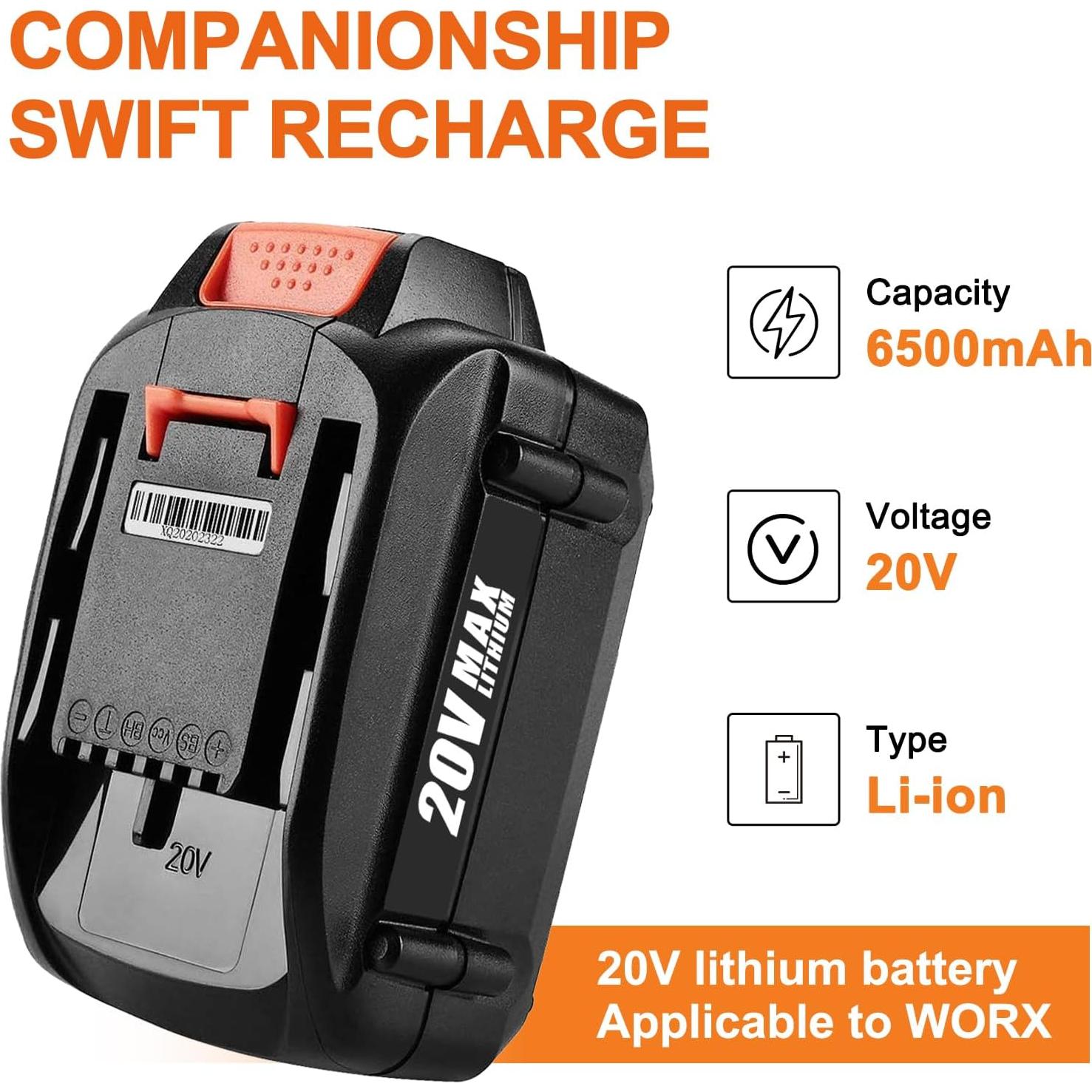 Batería de Reemplazo Powilling 20V 6.5Ah para Worx WA3578 WA3575