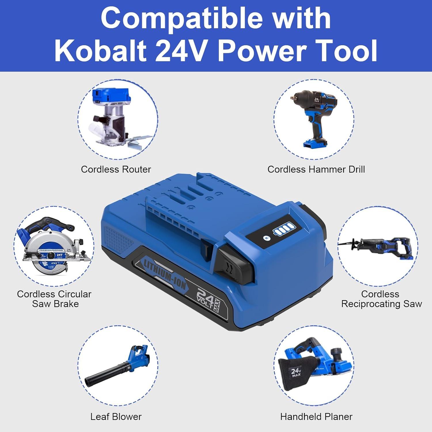 Batería de Litio Energup 24V 3.0Ah para Kobalt 24V (2 Paquetes)