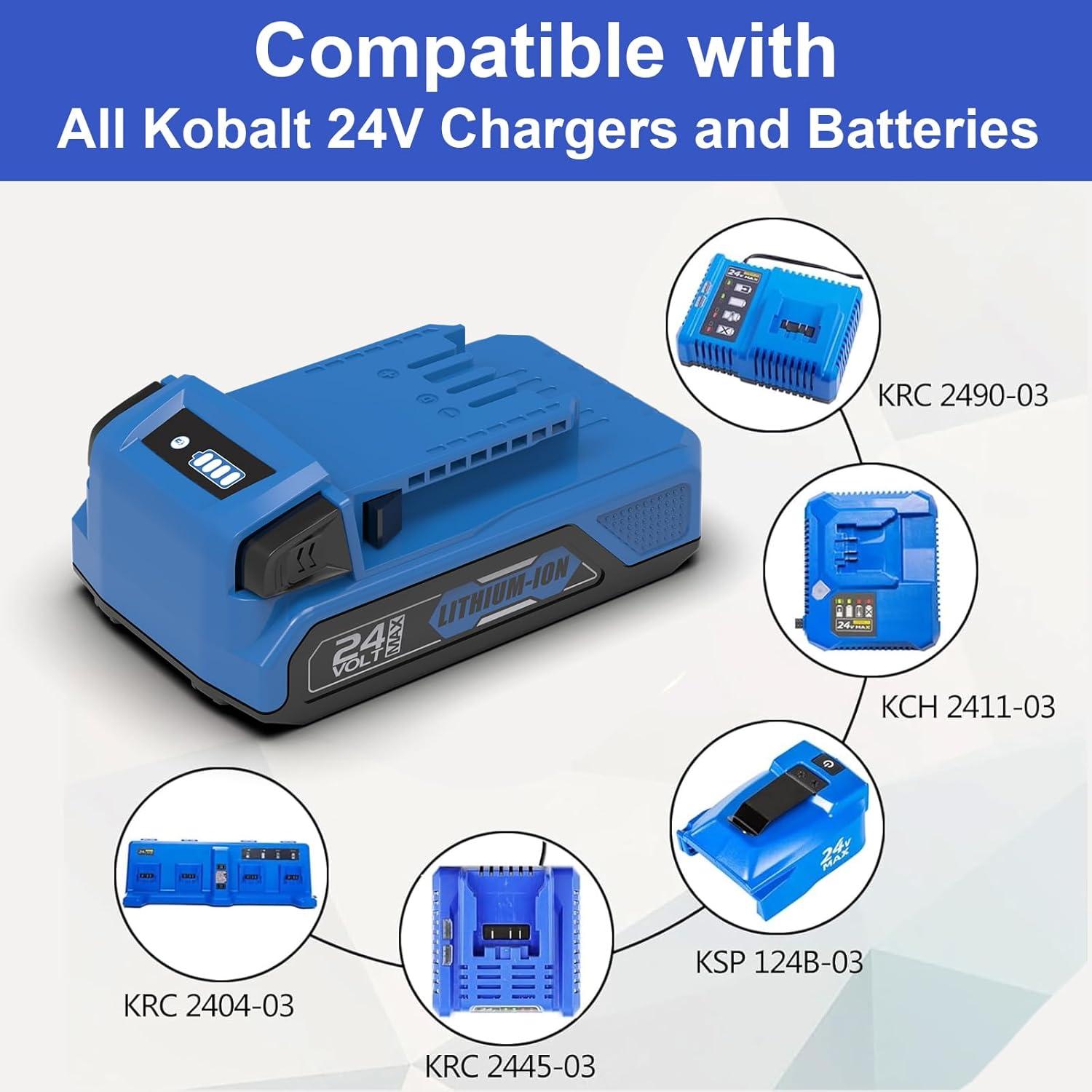 Batería de Litio Energup 24V 3.0Ah para Kobalt 24V (2 Paquetes)