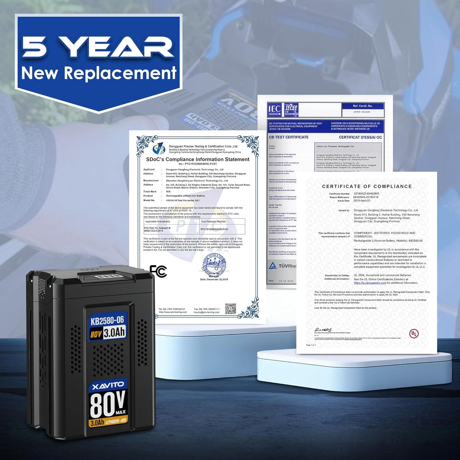 Batería de Litio XAVITO 80V 3000mAh para Kobalt