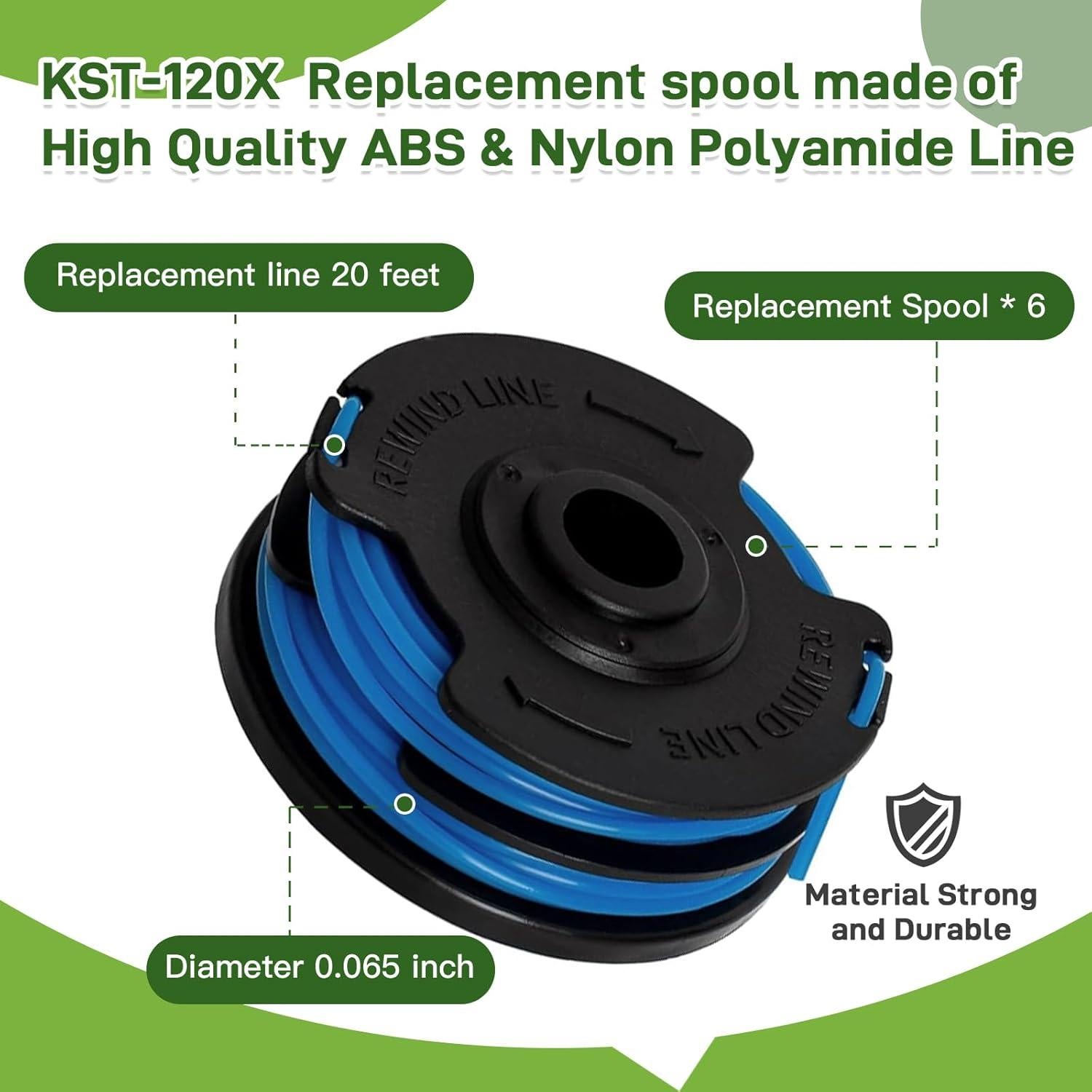 Carrete de hilo KST-120X Kobalt 40V 6 piezas 20 pies nylon