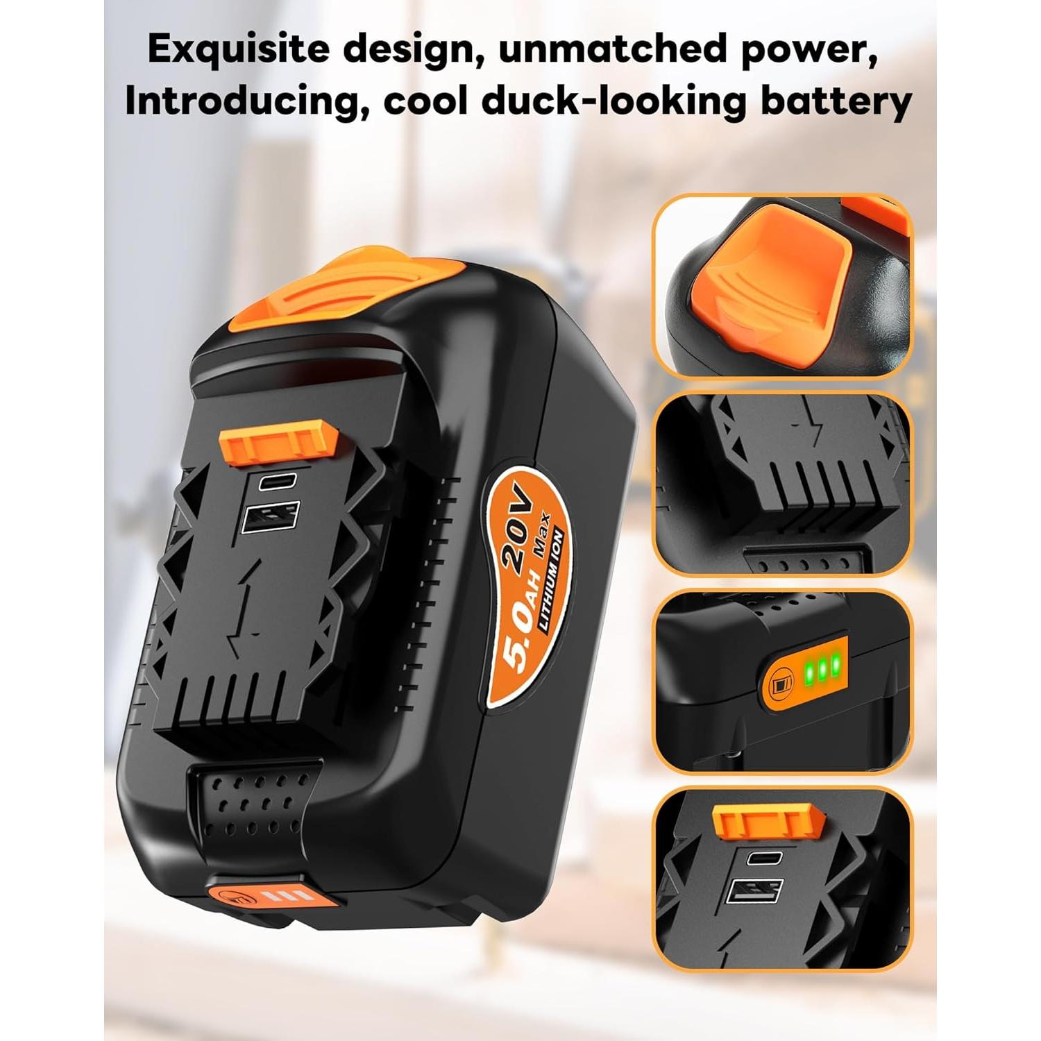 Batería de Litio Ion Dewalt 20V MAX 5.0 Ah 2-Pack USB-C