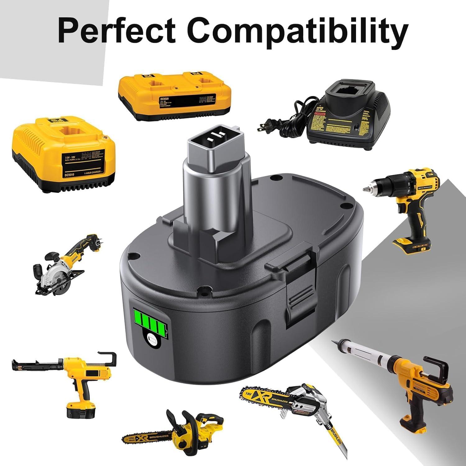 2 Baterías de Litio-ion 6.5Ah para Dewalt 18V DC9096 DC9098