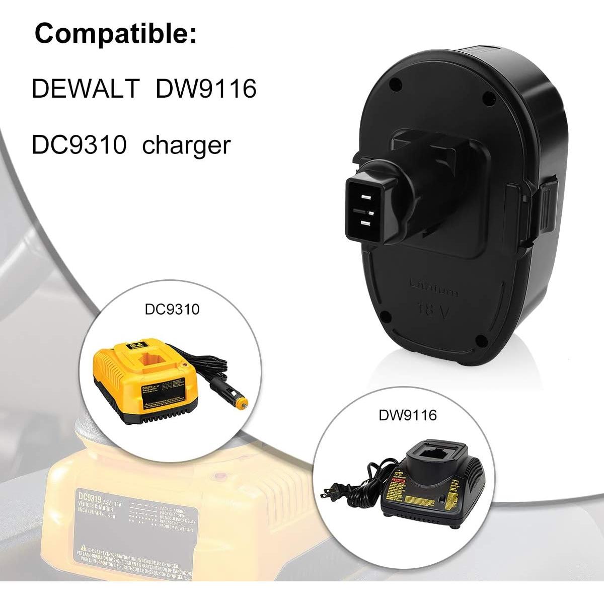Batería de Reemplazo Litio-Ion 6.5Ah Powilling DC9096 18V Dewalt