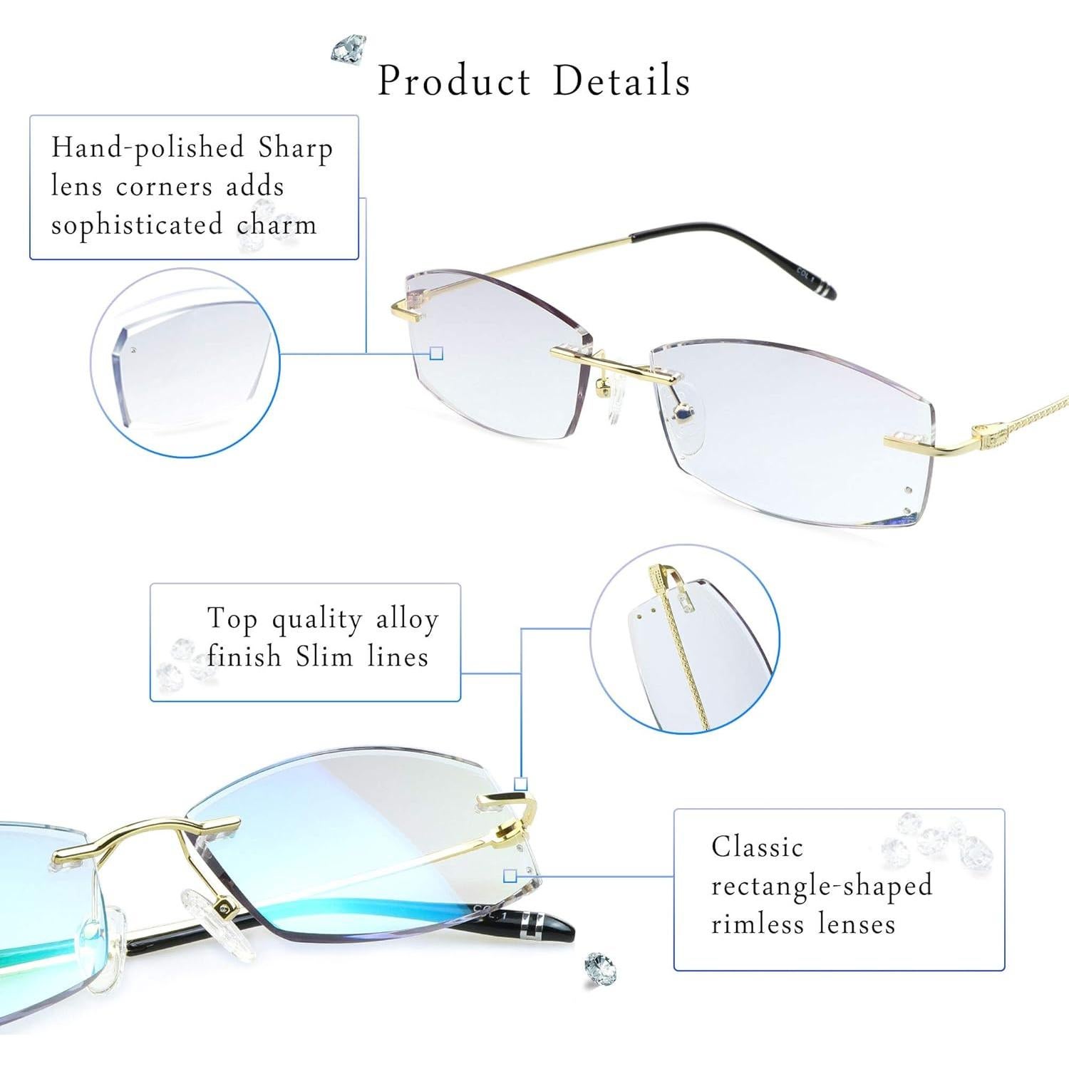 Gafas de bloqueo luz azul LifeArt +3.00 unisex oro