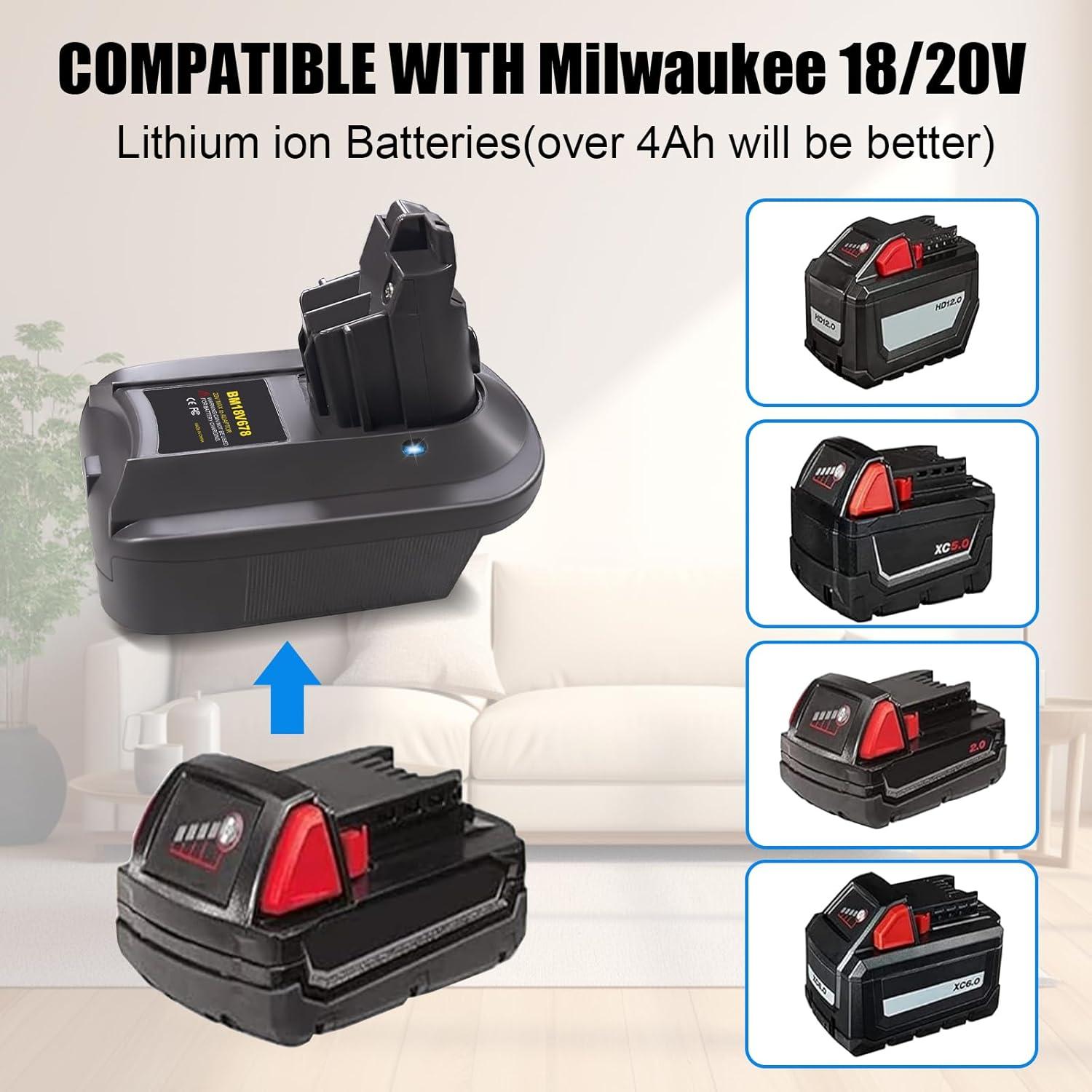 Adaptador de Batería Milwaukee 18V para Aspiradoras Dyson V6 V7 V8