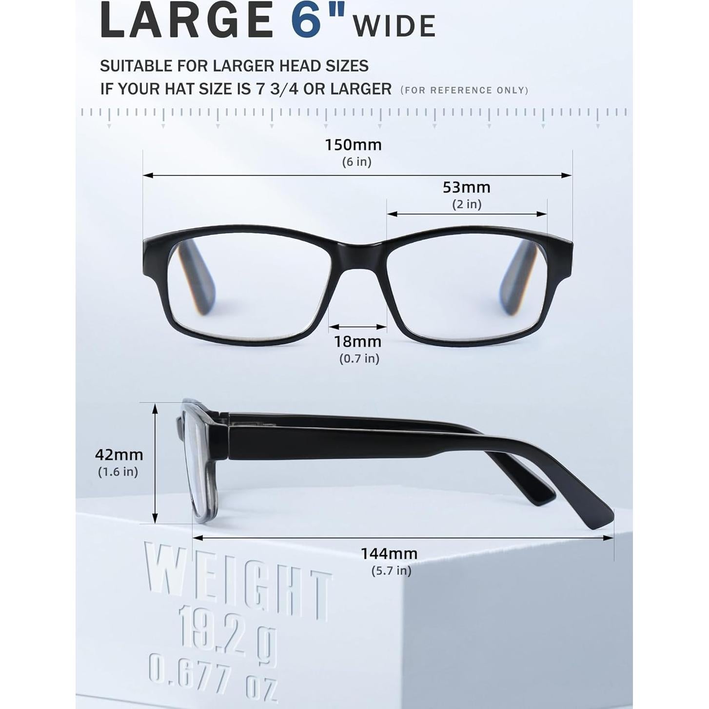 Gafas de Lectura HEEYYOK 4 Paquetes Marco Cuadrado 1.5x