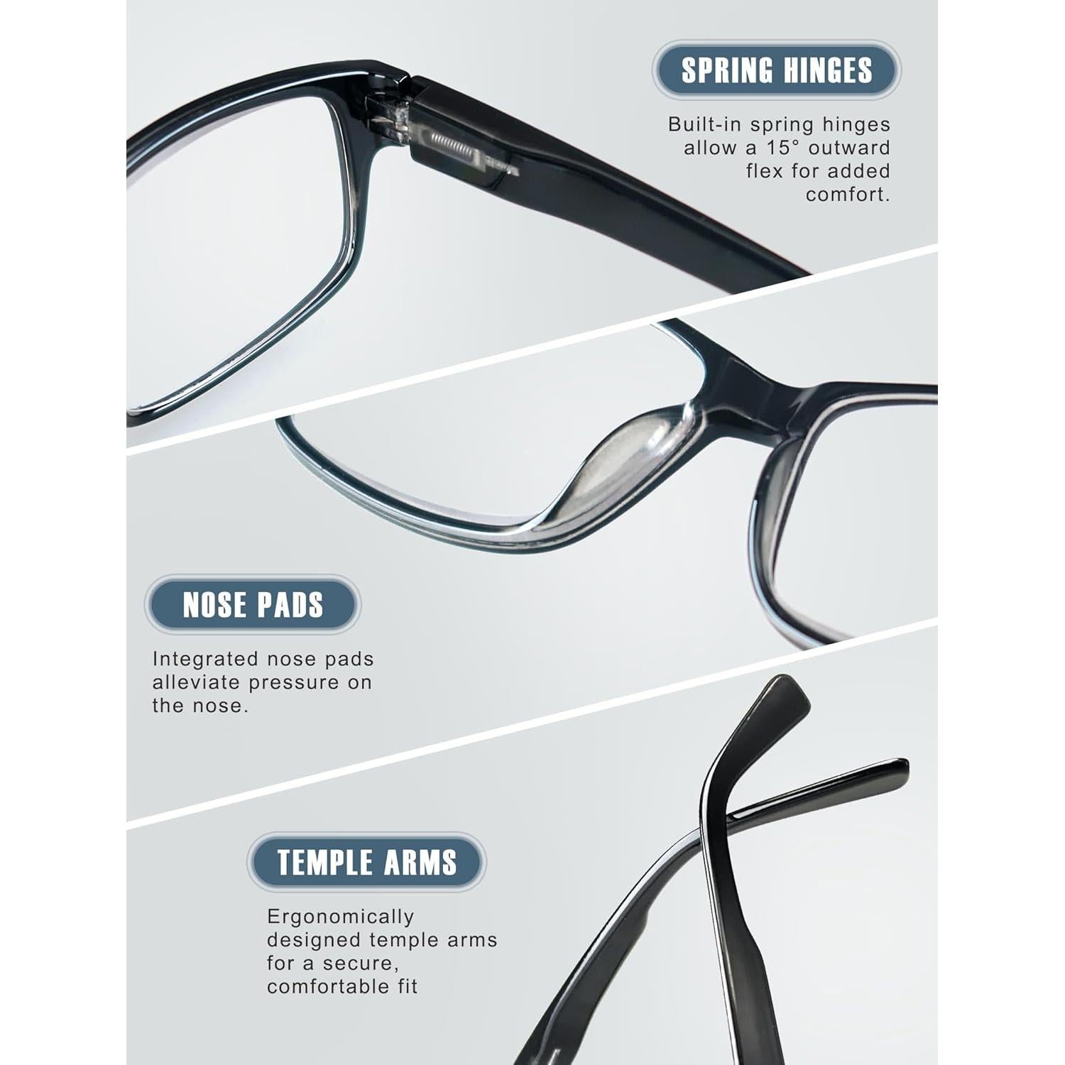 Gafas de Lectura HEEYYOK 4 Paquetes Marco Cuadrado 1.5x