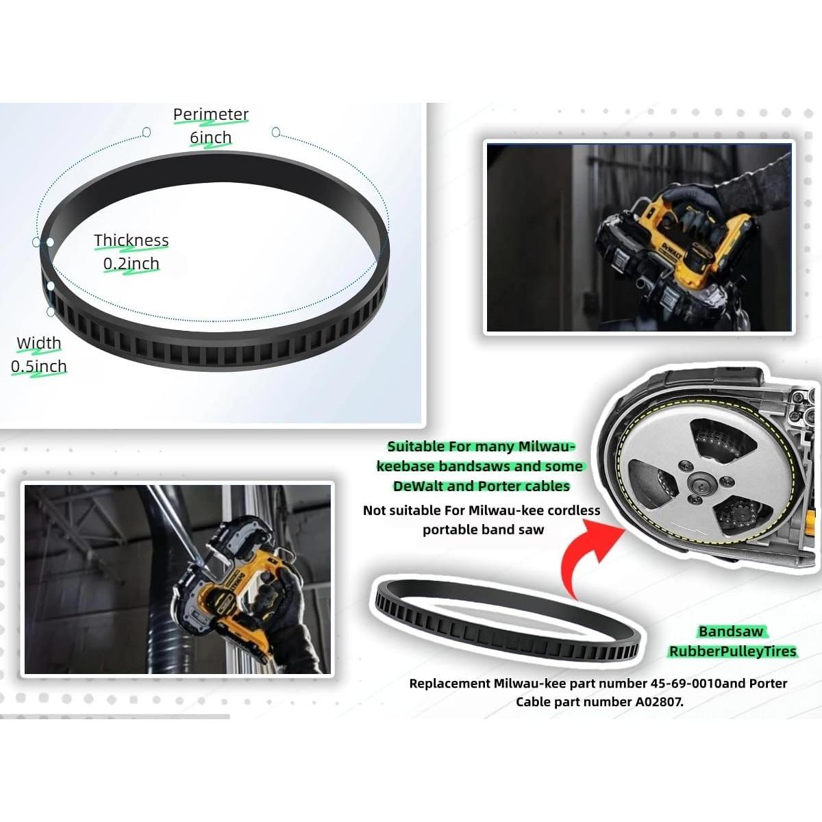 6 Neumáticos de Reemplazo AXYUADA 45-69-0010 para Sierra de Banda