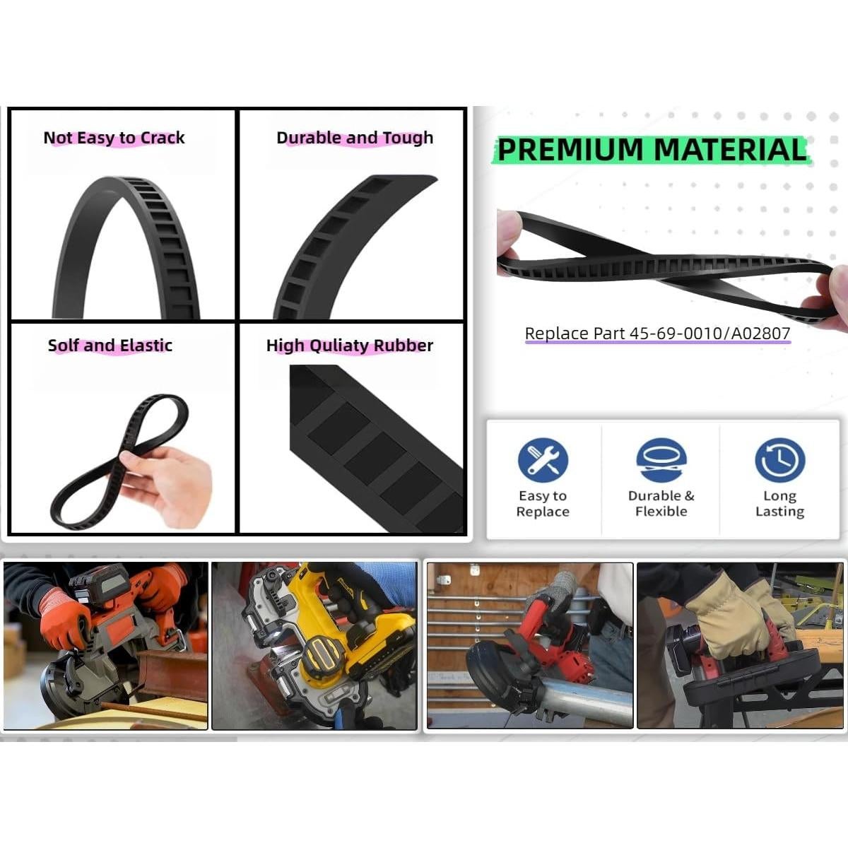6 Neumáticos de Reemplazo AXYUADA 45-69-0010 para Sierra de Banda
