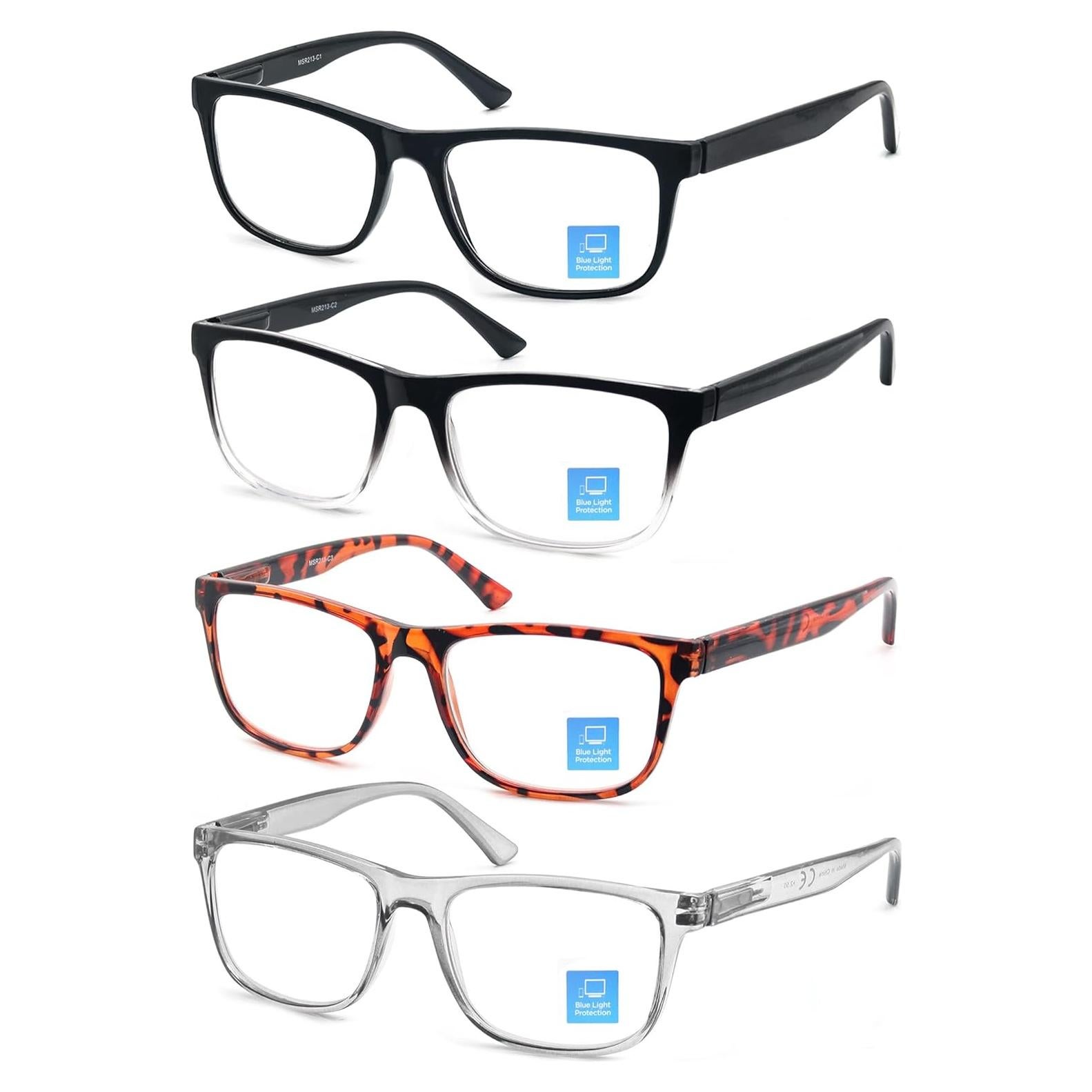 Blue Light Blocking Reading Glasses Men Large Oversized Square Readers Wide fit Cheaters for Men W/Big Head/Large Face